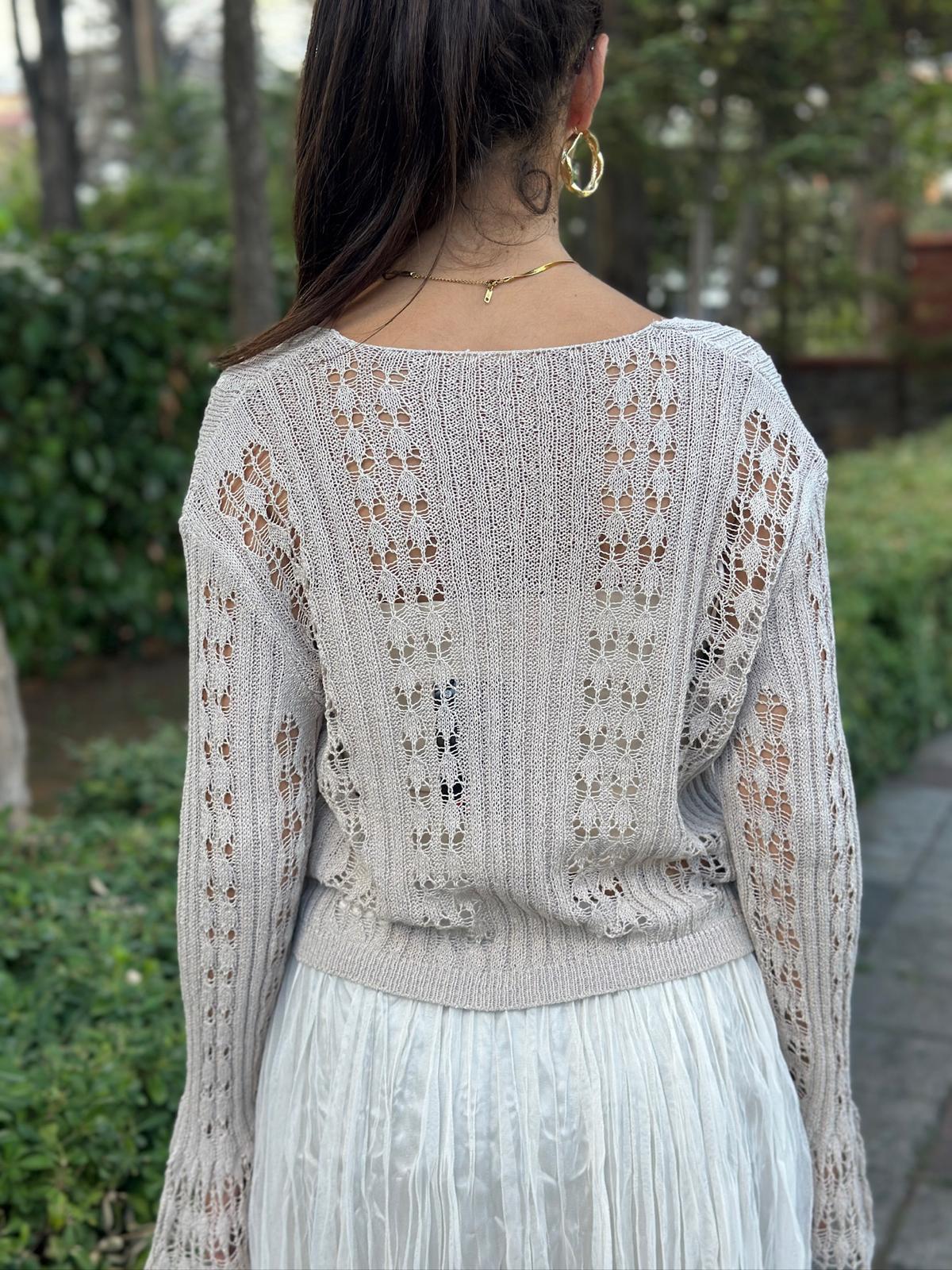 Ajurlu İspanyol Kol Hırka 251046 Taş