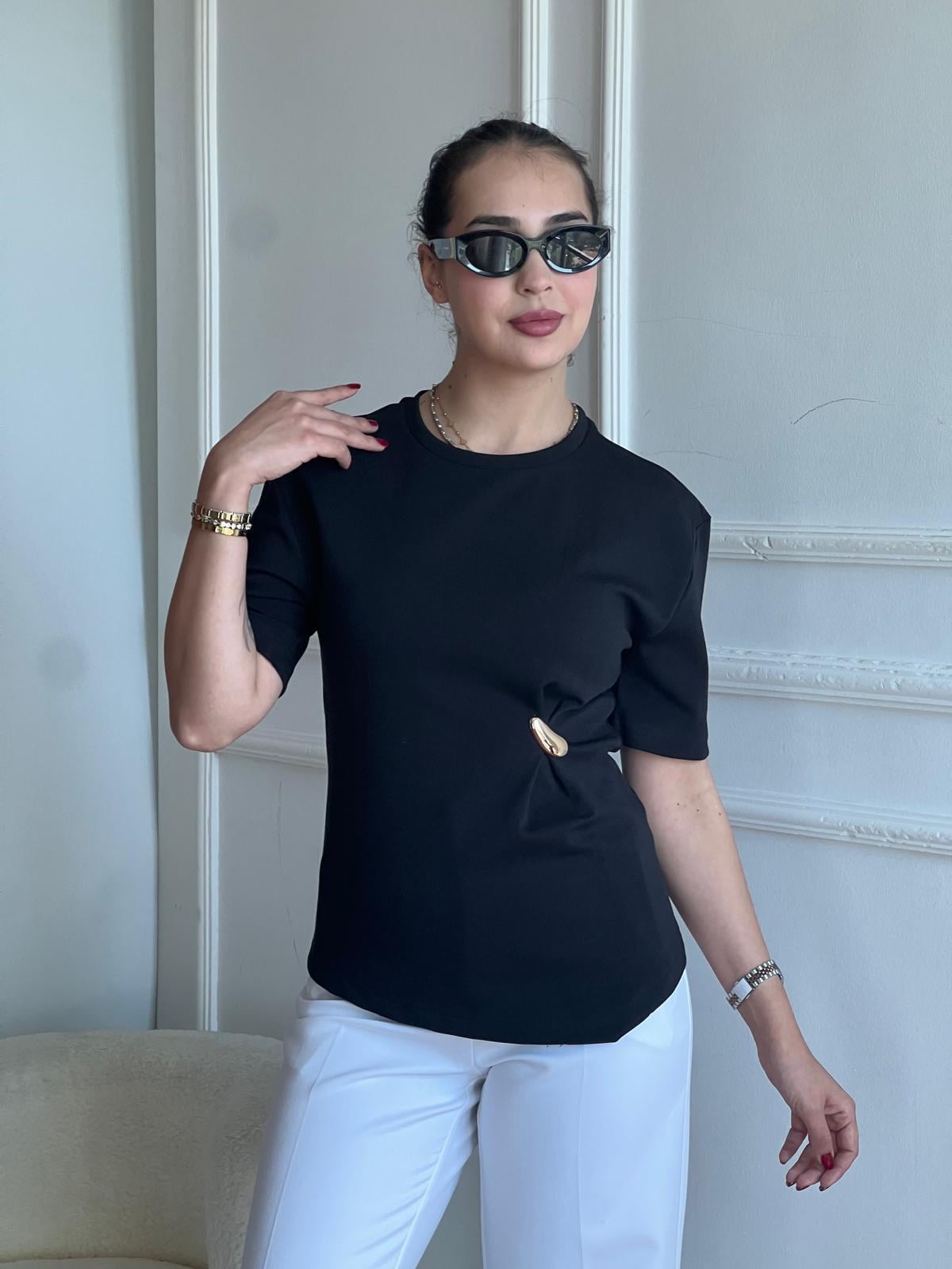 Aksesuar Detaylı Tshirt 32445 Siyah