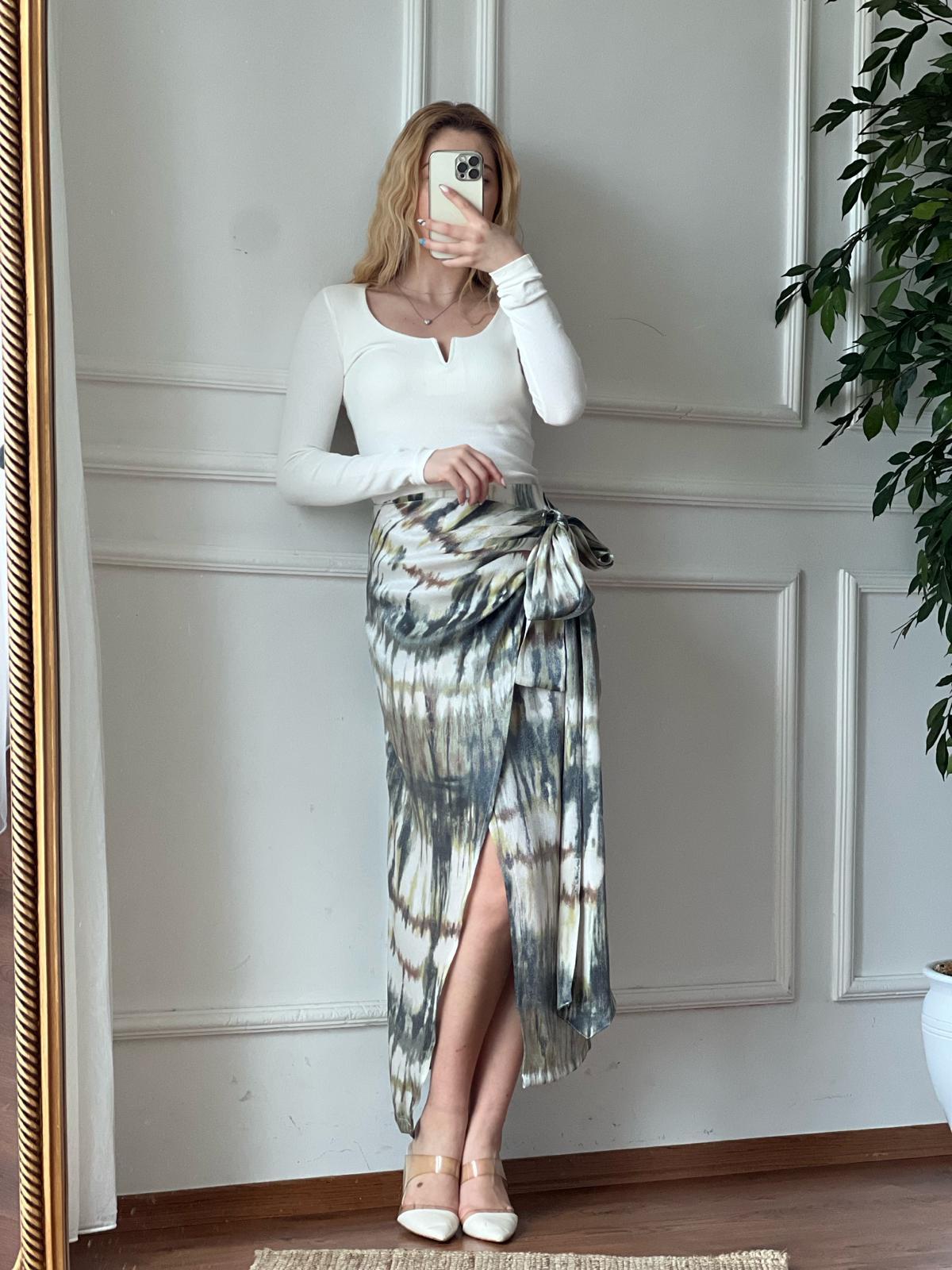 Anvalop Desenli Etek 50148 Haki