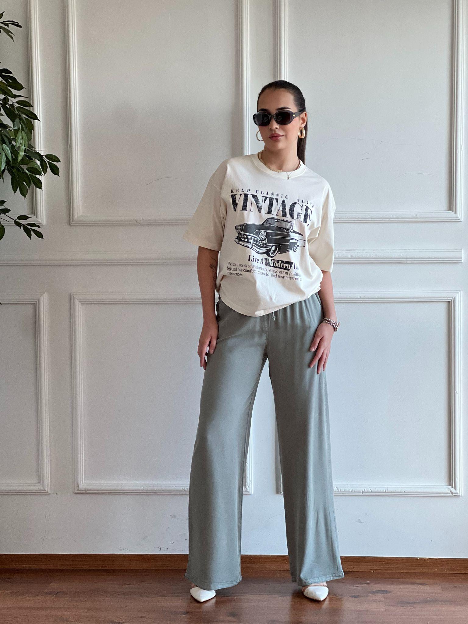 Araba Baskılı Tshirt 251061 Ekru