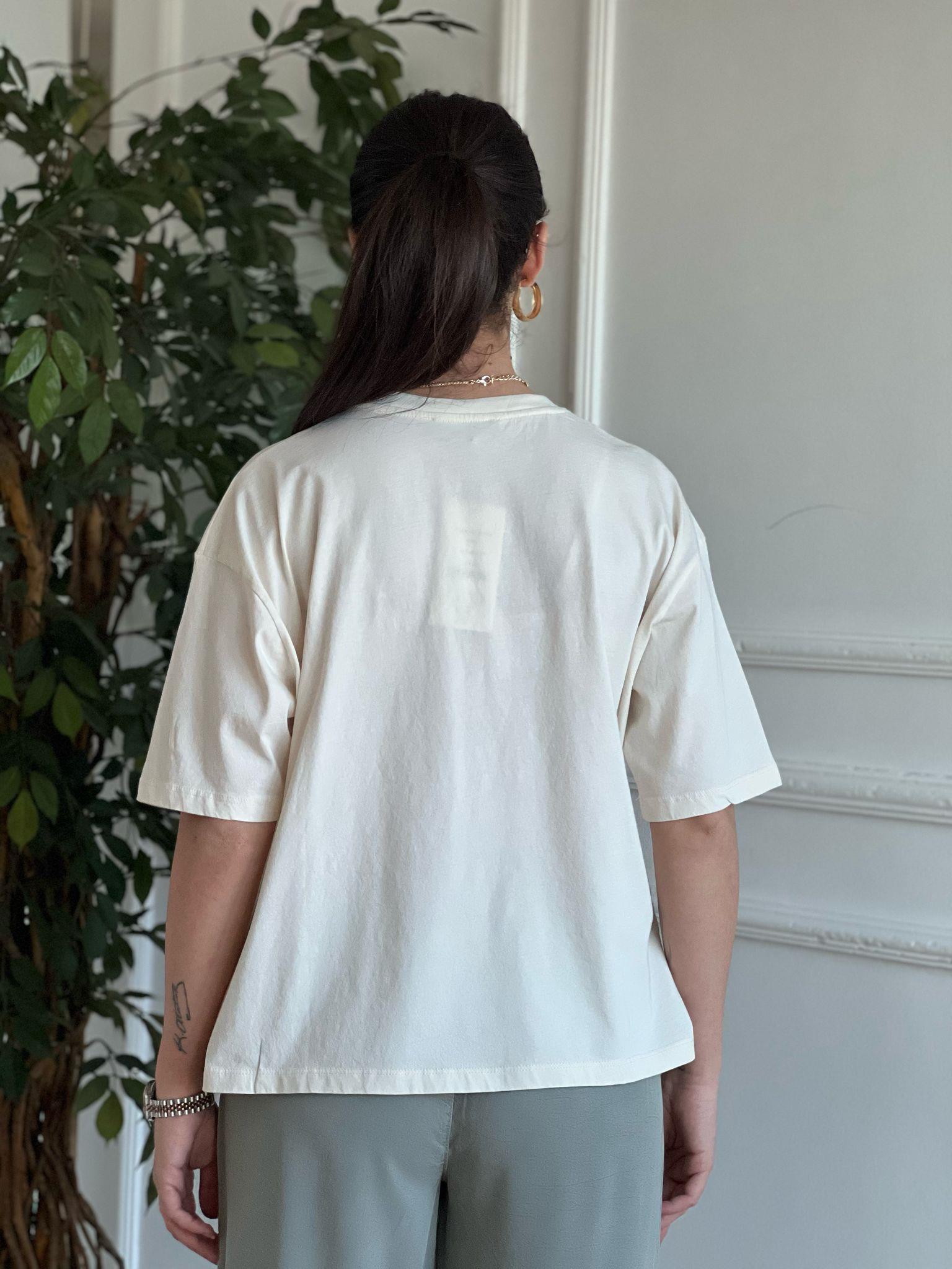 Araba Baskılı Tshirt 251061 Ekru