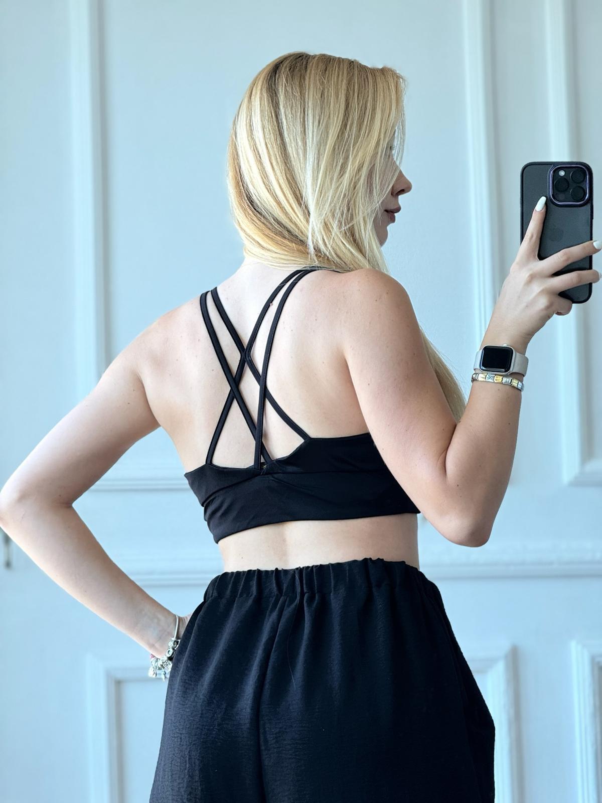 Arkası Çapraz Büstiyer 27982 Siyah