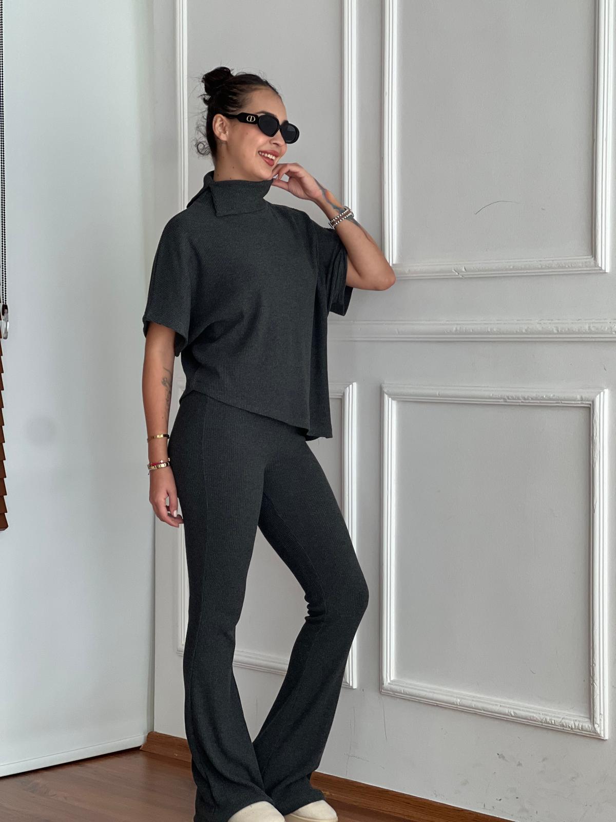 Asimetrik Bluz Pantolon Takım 32239-71910 Antrasit