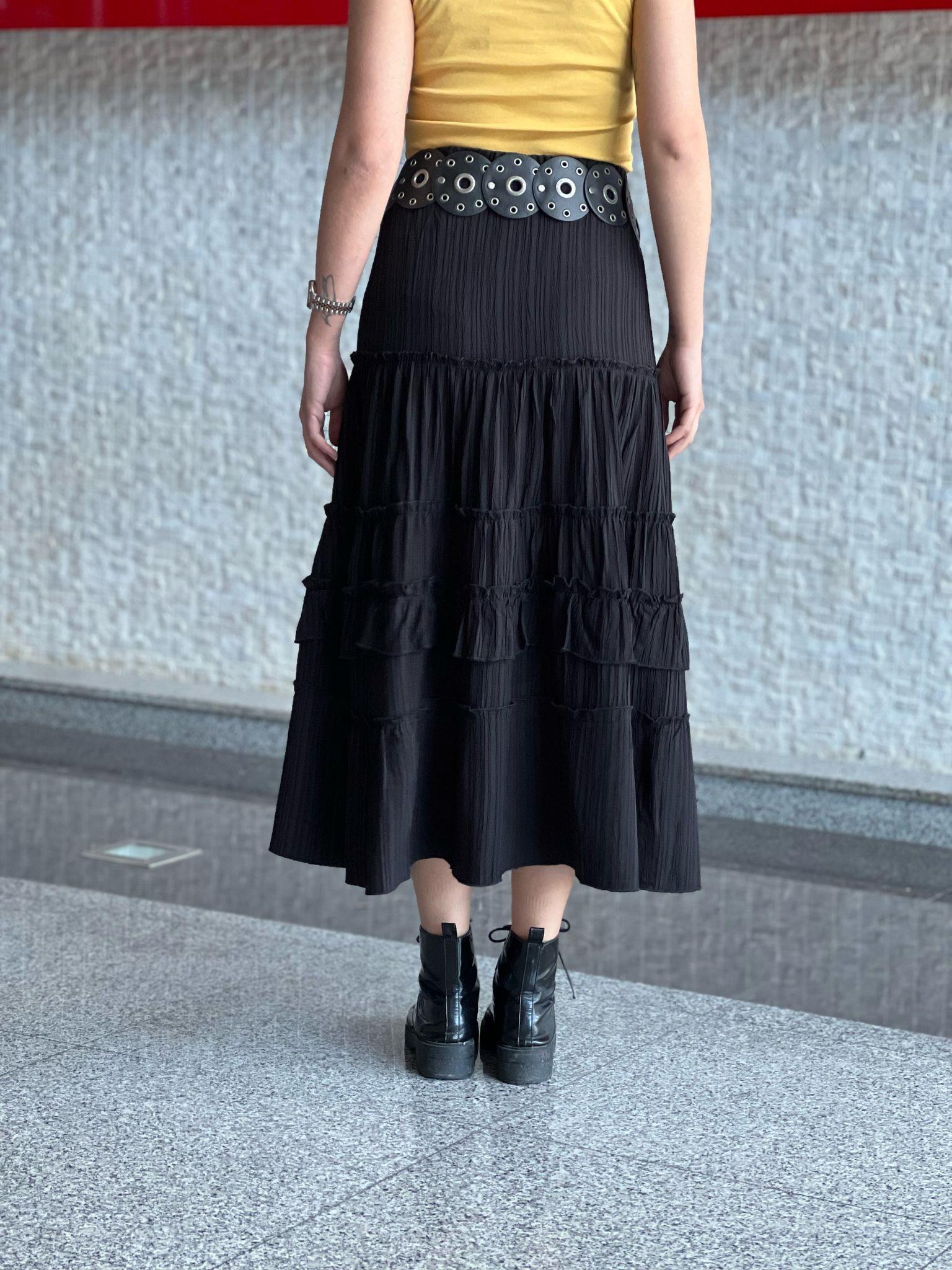 Asimetrik Fırfırlı Etek 251045 Siyah