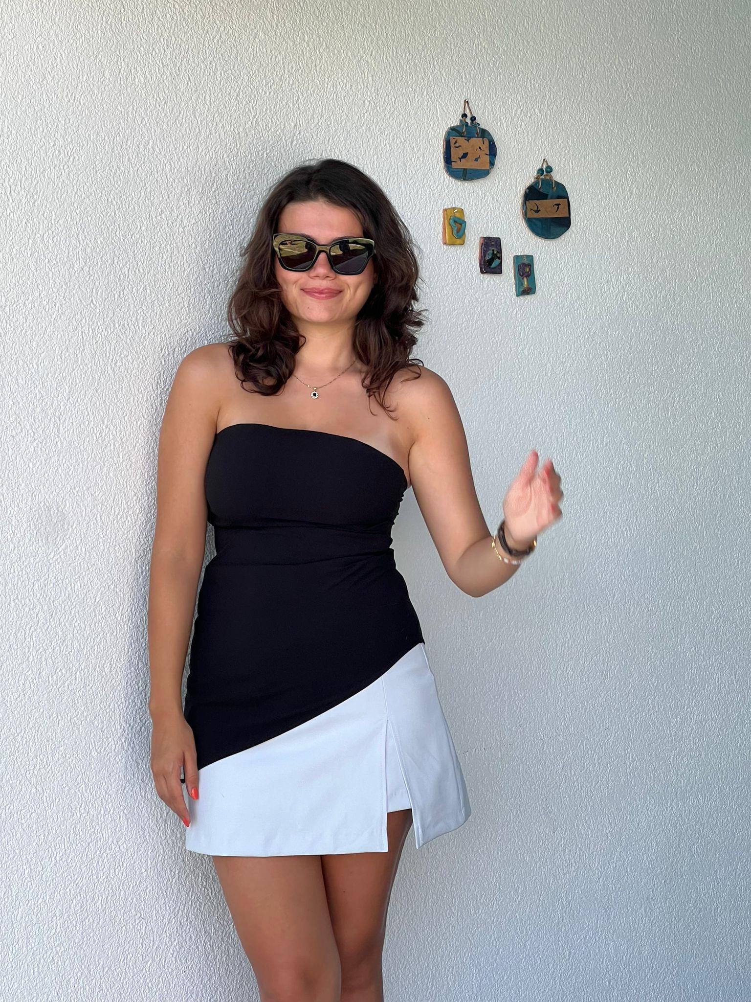 Asimetrik Straplez Bluz 00020 Siyah