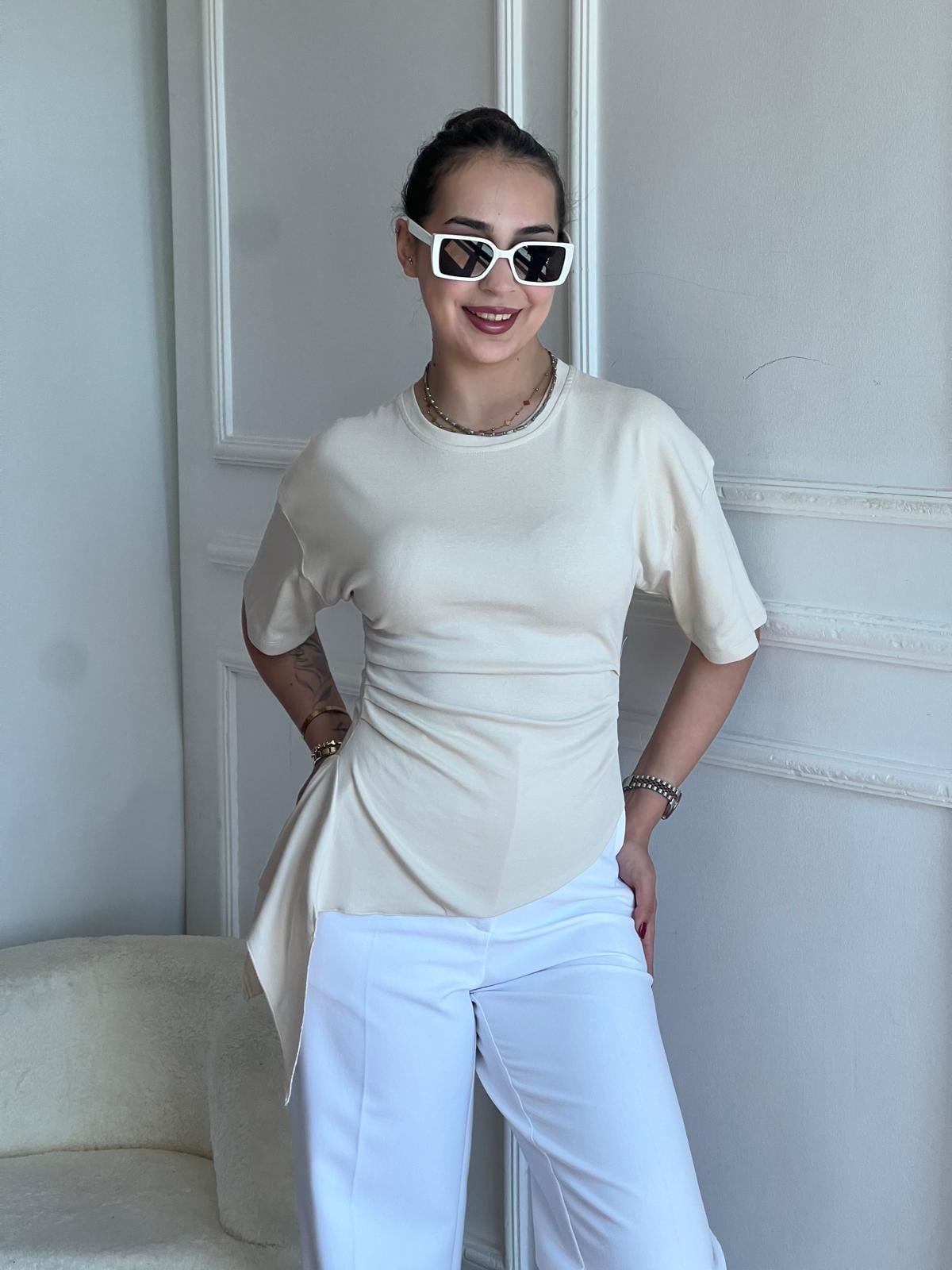 Asimetrik Tshirt 2321 Bej