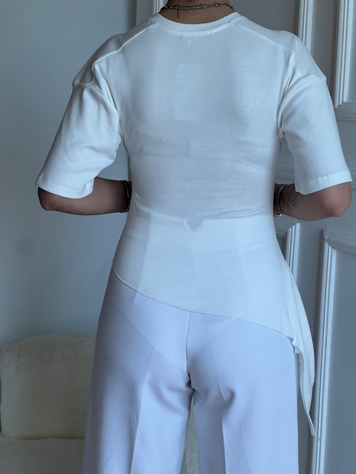 Asimetrik Tshirt 2321 Ekru