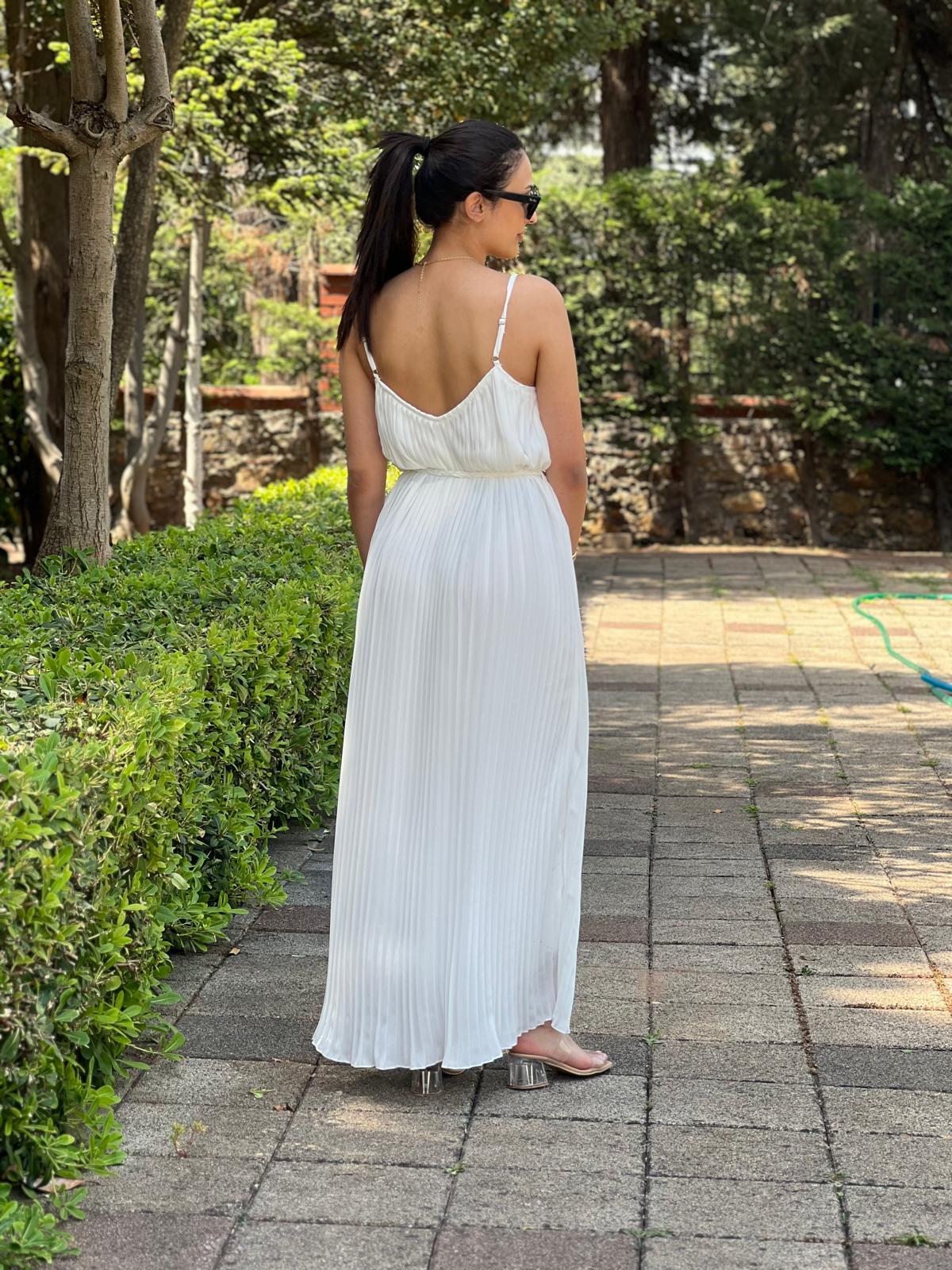 Askılı Pliseli Elbise 2416297 Beyaz