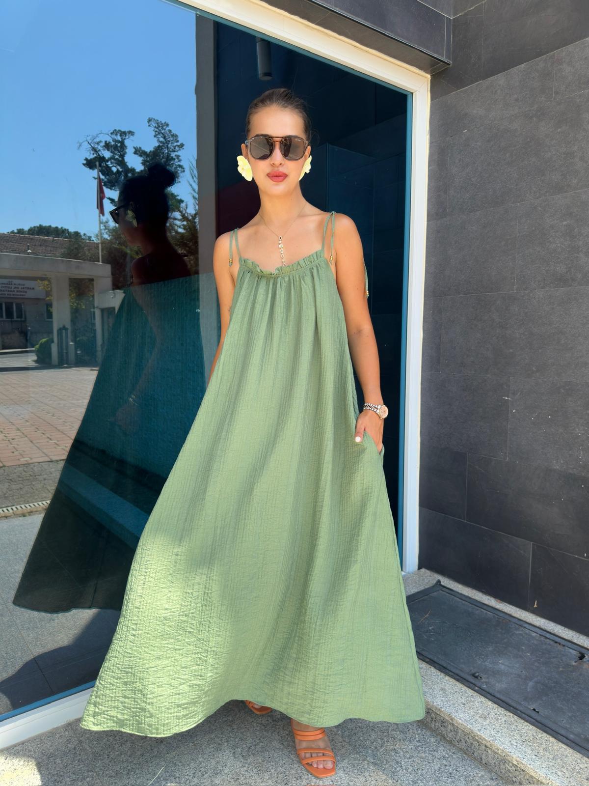 Askılı Salaş Elbise 00410 Haki