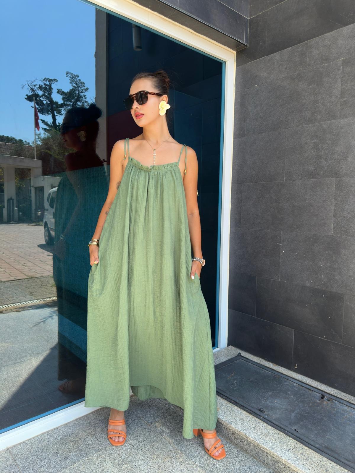 Askılı Salaş Elbise 00410 Haki