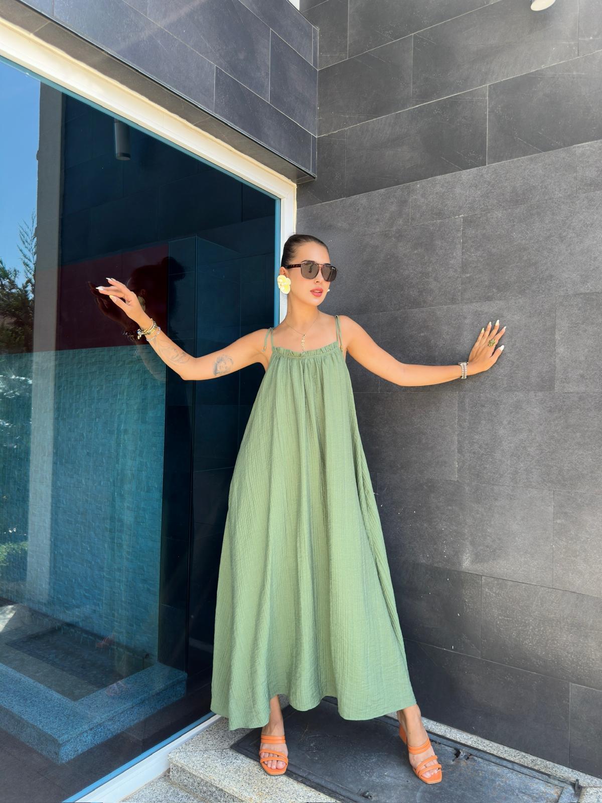 Askılı Salaş Elbise 00410 Haki