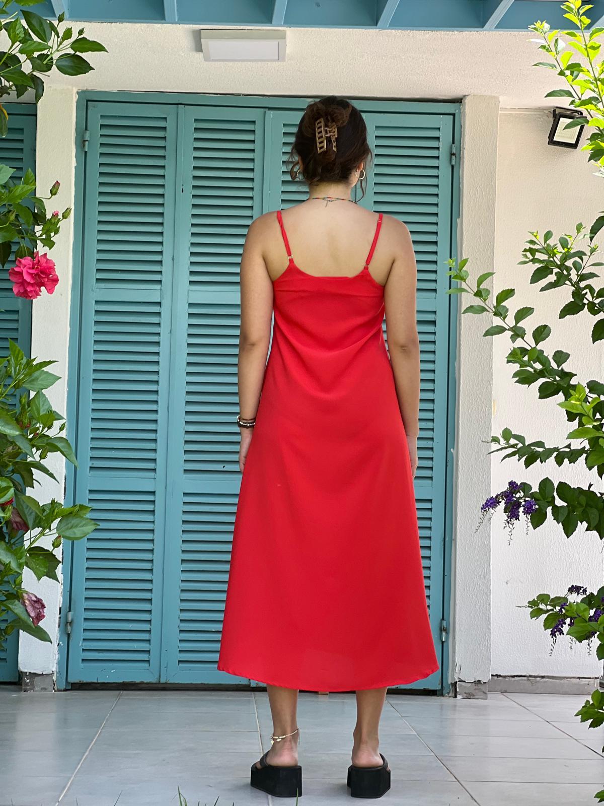 Askılı Salaş Elbise 0101 Kırmızı