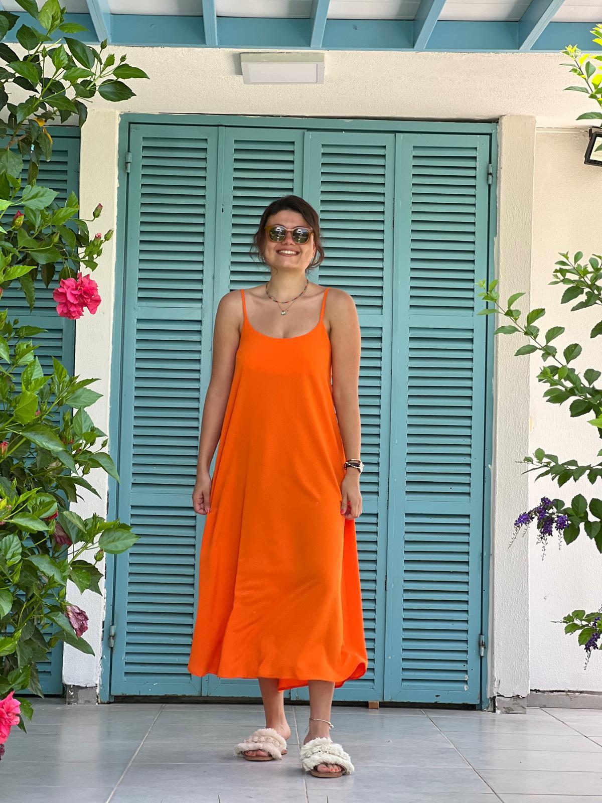 Askılı Salaş Elbise 0101 Turuncu