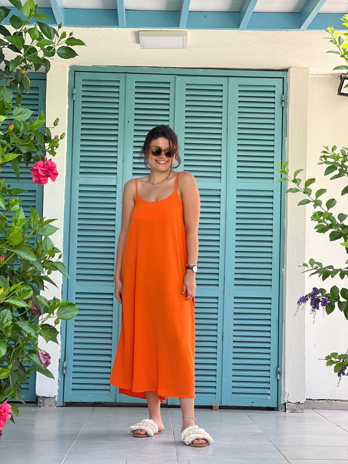 Askılı Salaş Elbise 0101 Turuncu