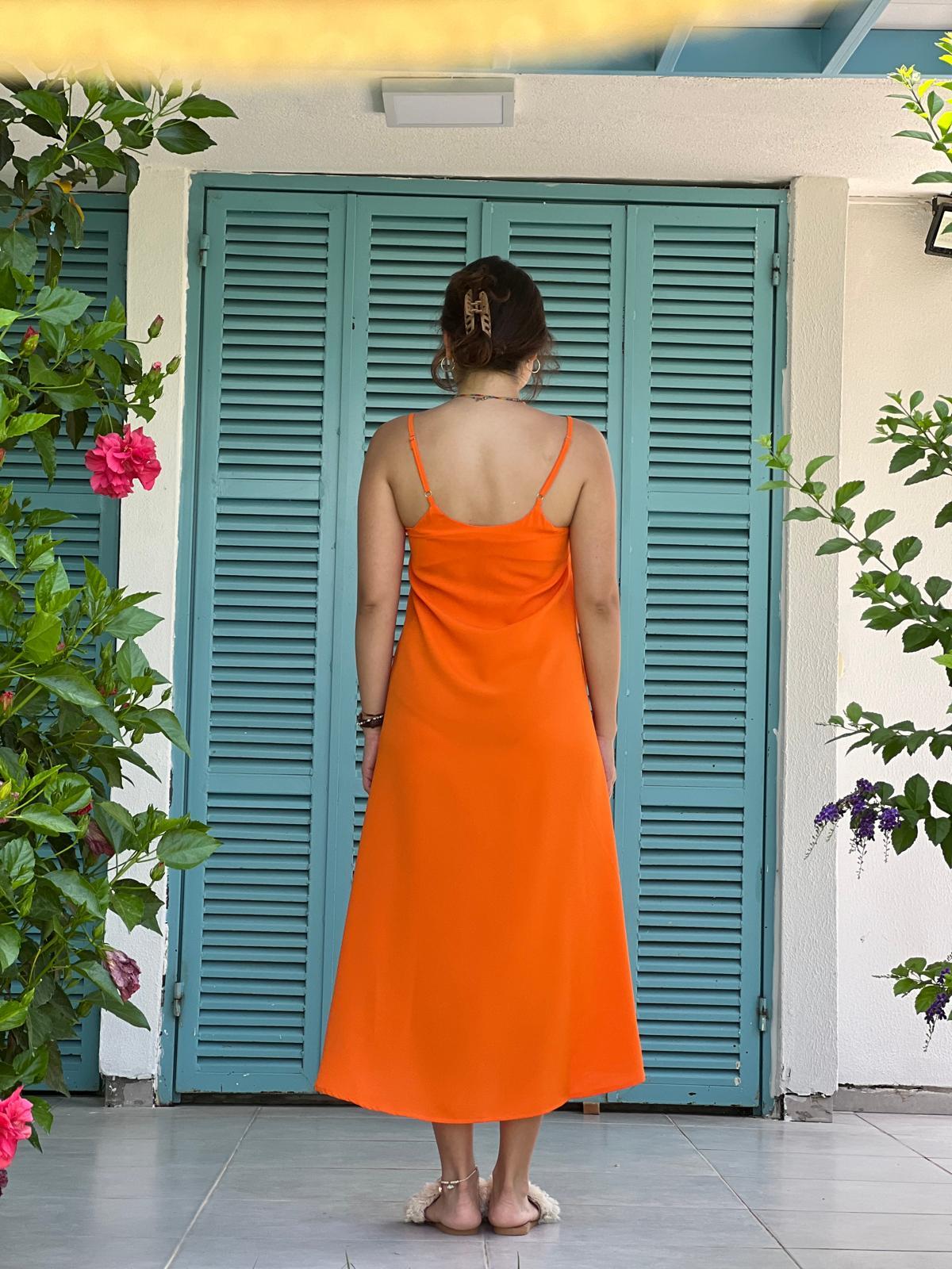 Askılı Salaş Elbise 0101 Turuncu