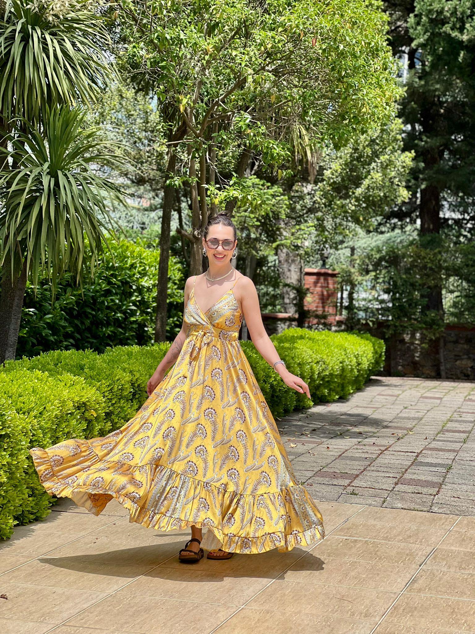 Askılı Saten Elbise 36095 Sarı