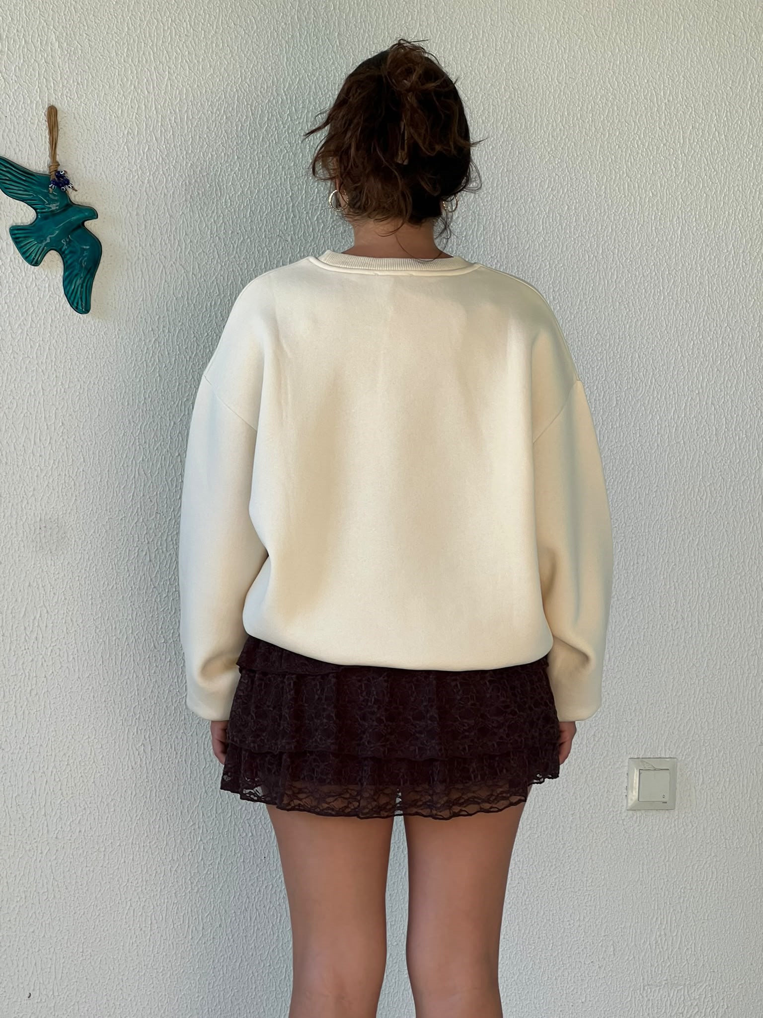 At İşlemeli Sweatshirt 02836 Bej