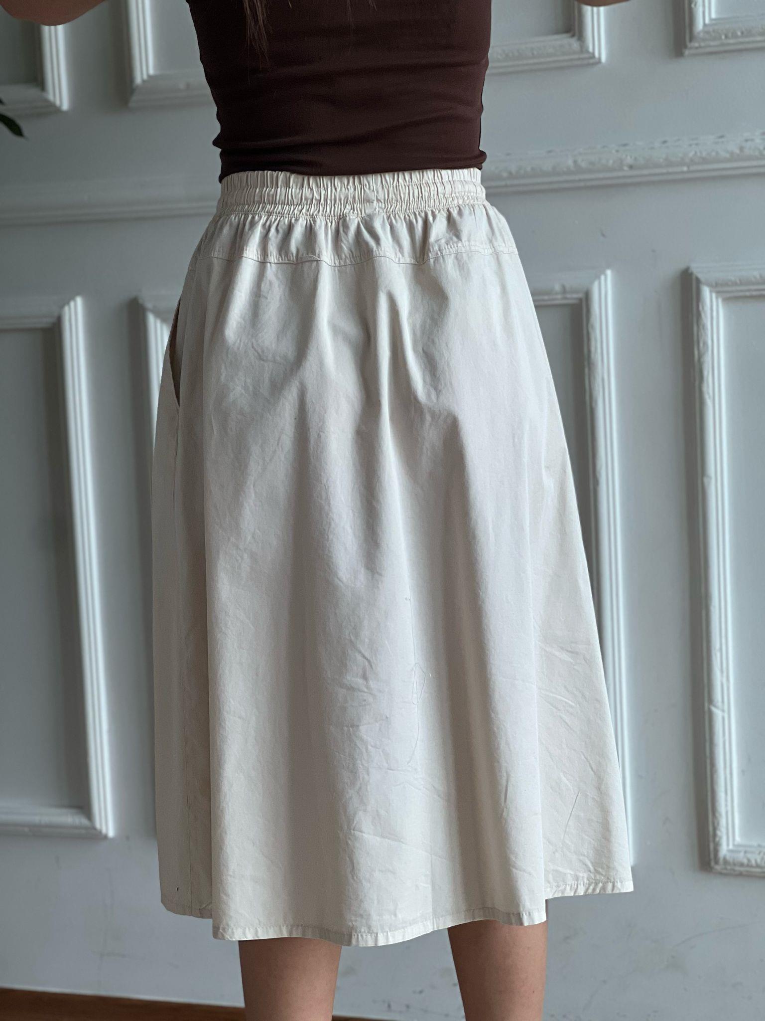 Bağcıklı Beli Lastikli Midi Boy Etek 4348-6698 Taş