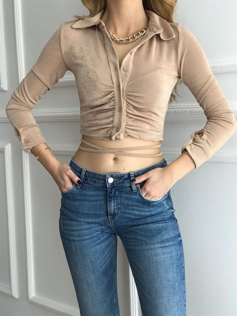 Bağcıklı Mini Gömlek 3733 Camel