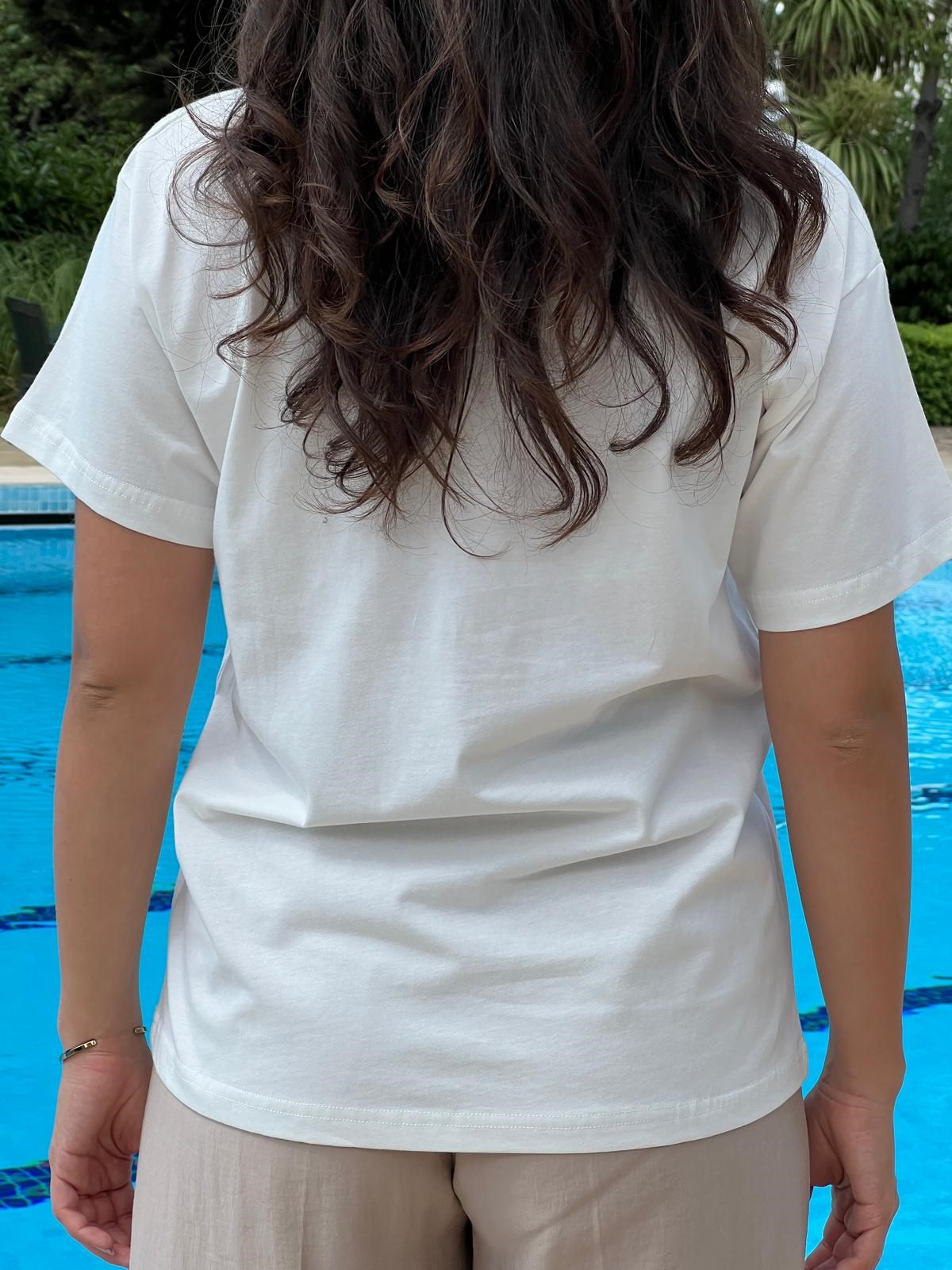 Baskılı Tshirt 02326 Ekru