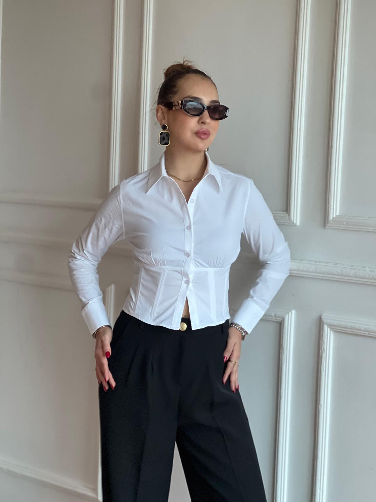 Belden Oturtmalı Tasarım Gömlek 20231 Beyaz