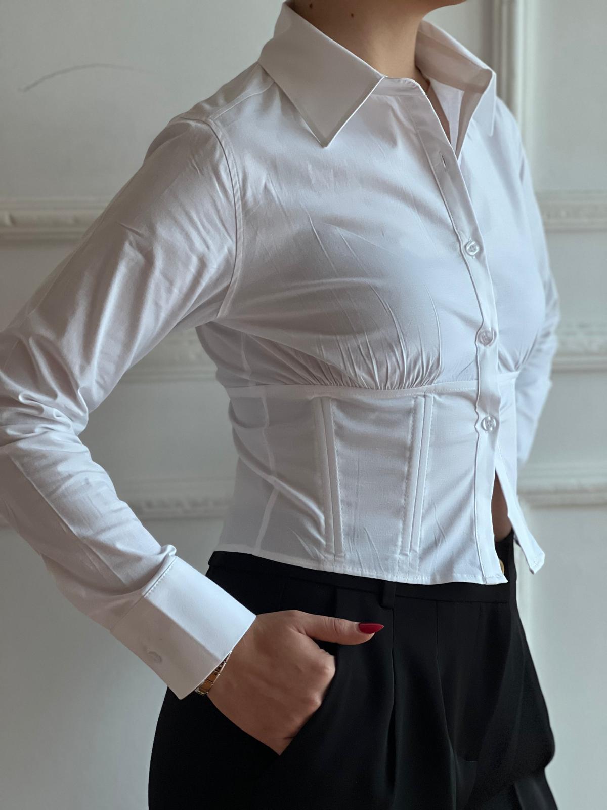 Belden Oturtmalı Tasarım Gömlek 20231 Beyaz