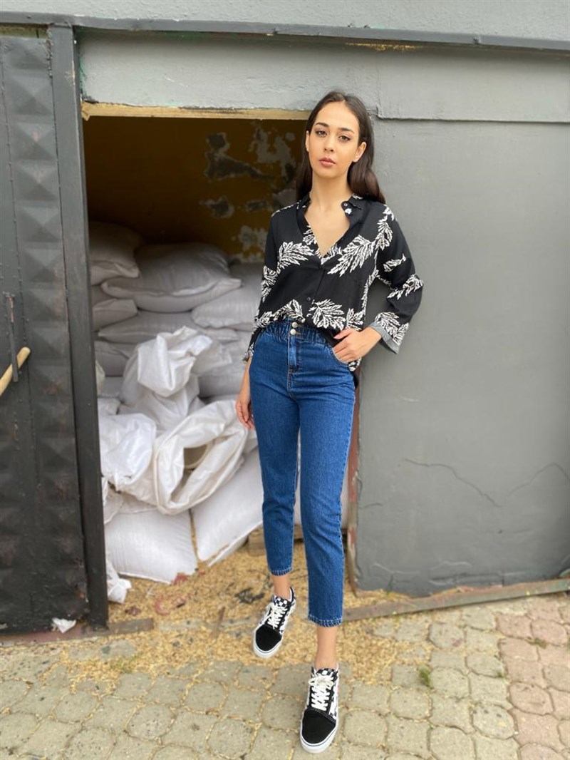 Beli Lastikli Pantolon 4349 Mavi