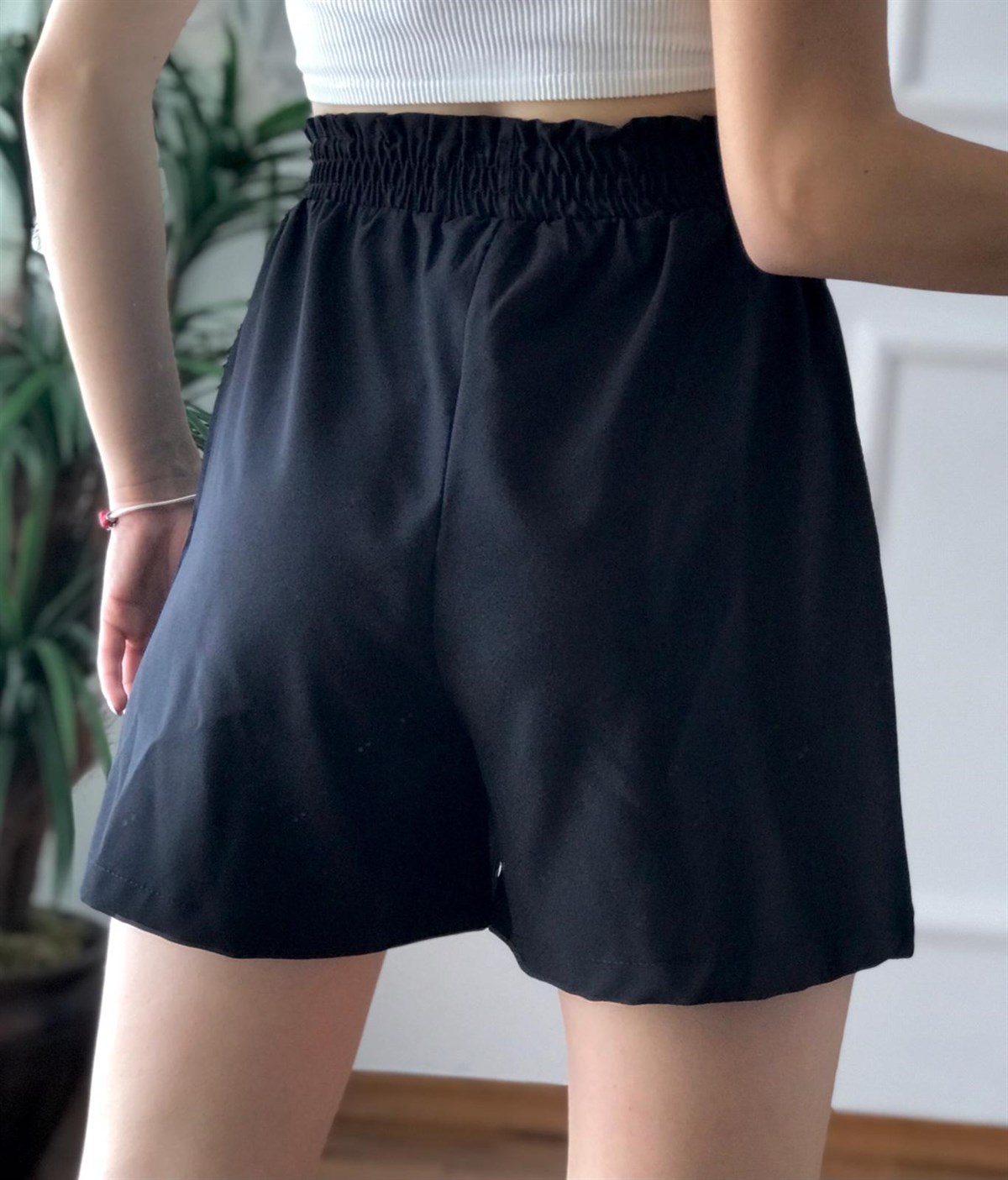 Beli Lastikli Şort  3757 Siyah