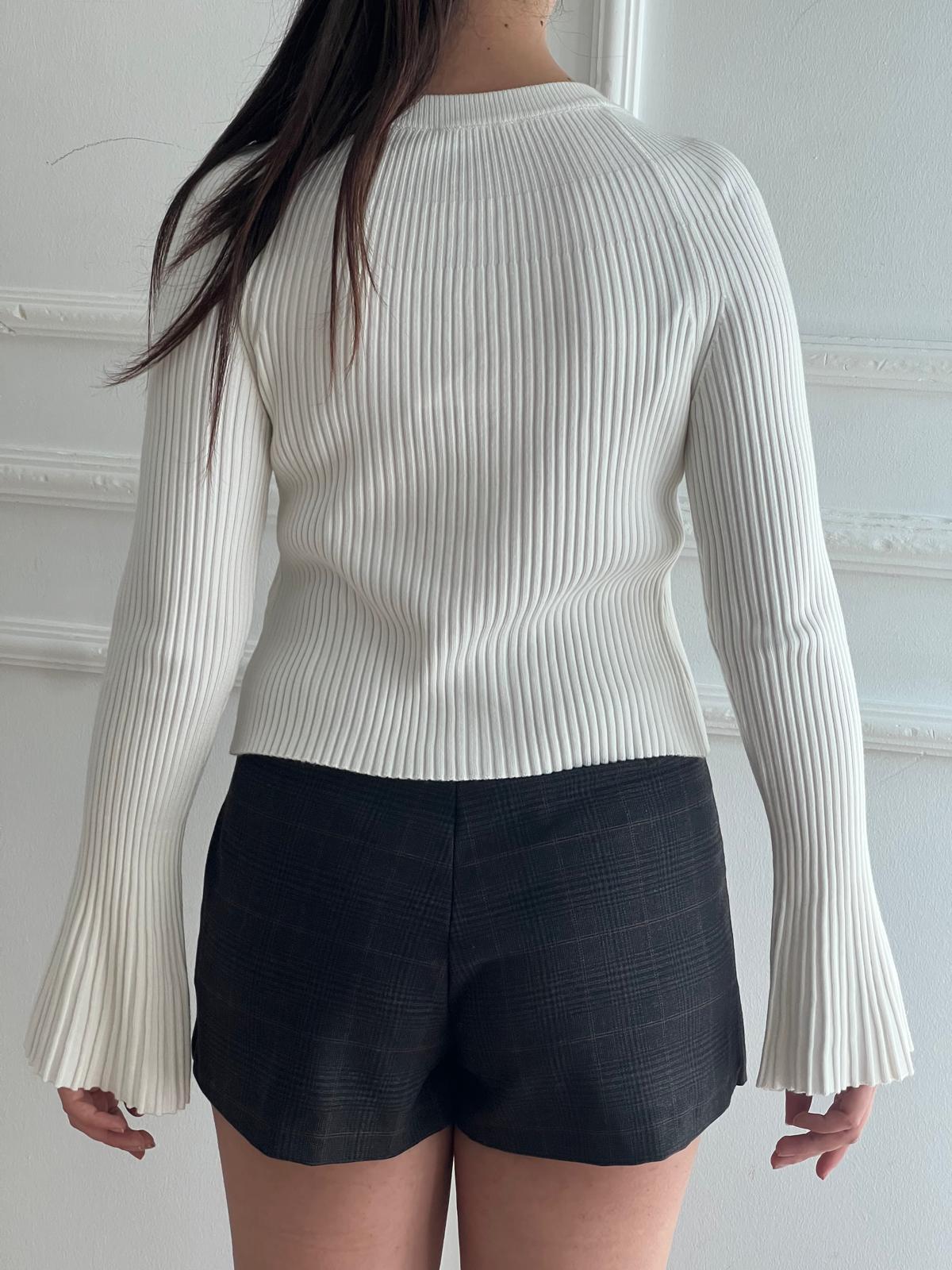 Bisiklet Yaka Düğmeli İspanyol Kol Triko Hırka 60246 Ekru