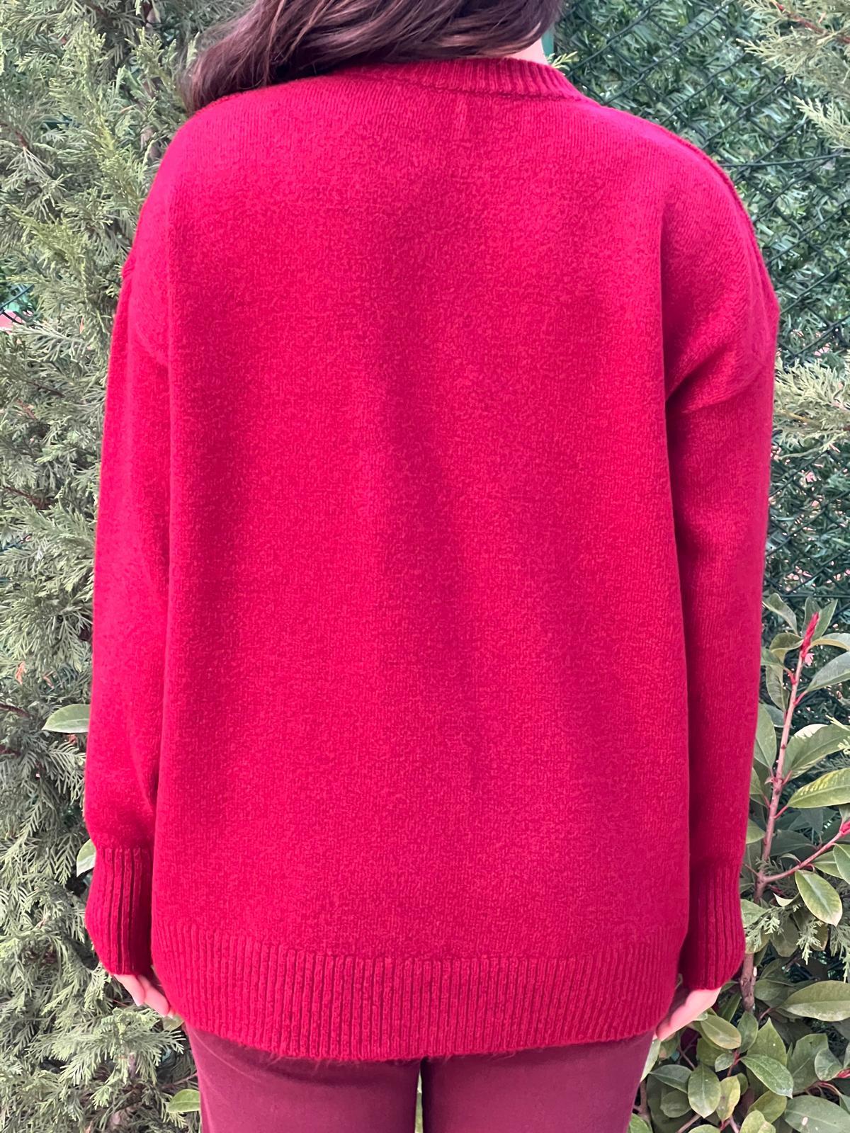 Bisiklet Yaka Kazak 21766 Bordo