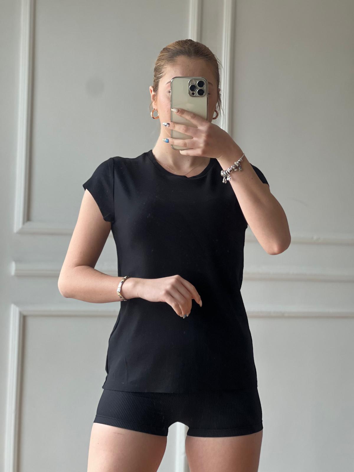 Bisiklet Yaka Tshirt 30719 Siyah