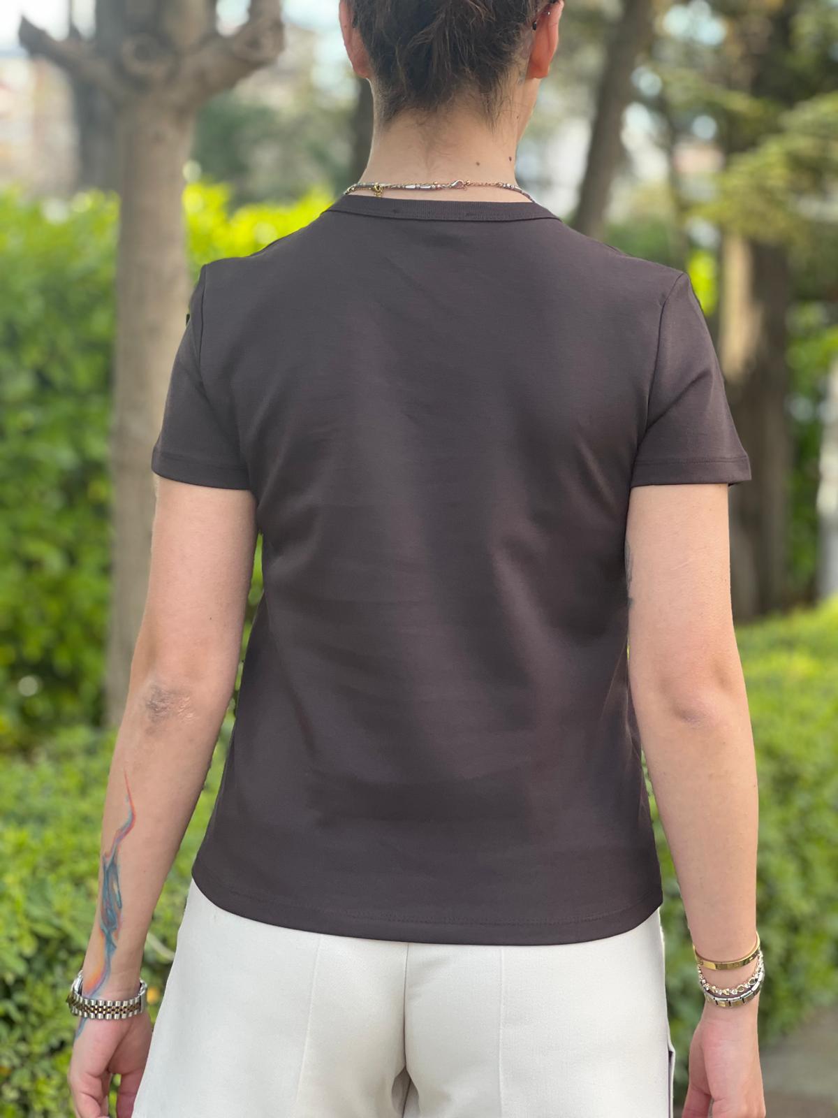Bisiklet Yaka Tshirt 32779 Kahverengi