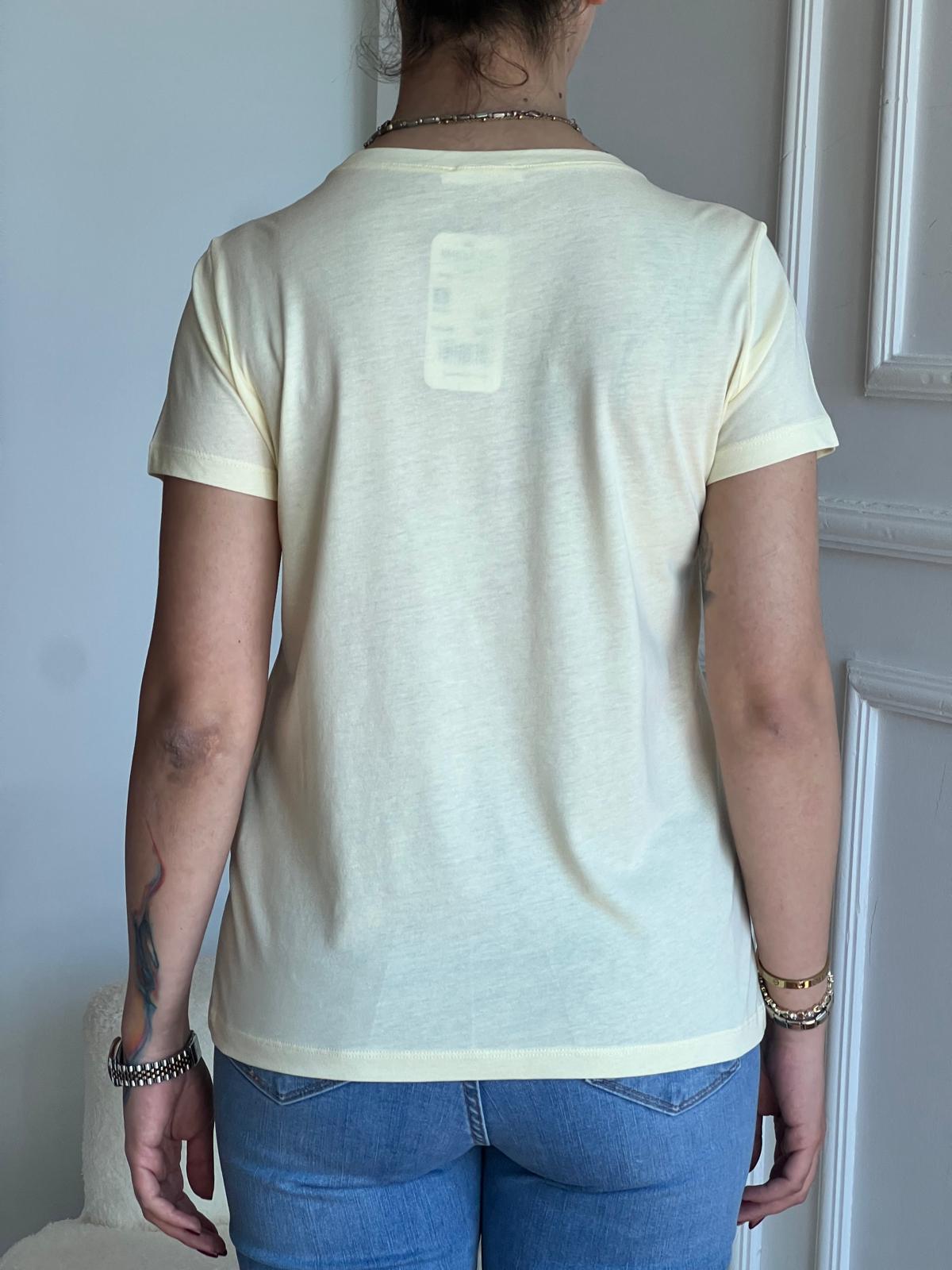 Bisiklet Yaka Tshirt 32852 Açık Sarı