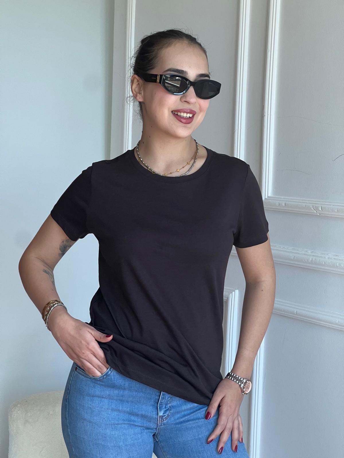 Bisiklet Yaka Tshirt 32852 Koyu Kahve