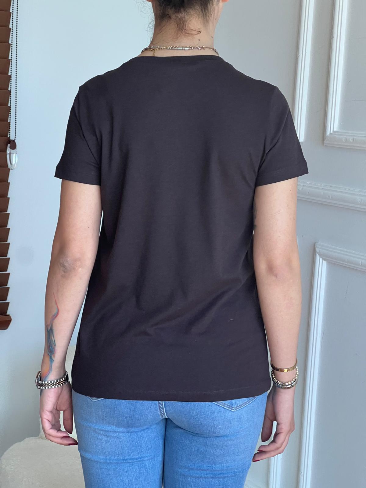 Bisiklet Yaka Tshirt 32852 Koyu Kahve