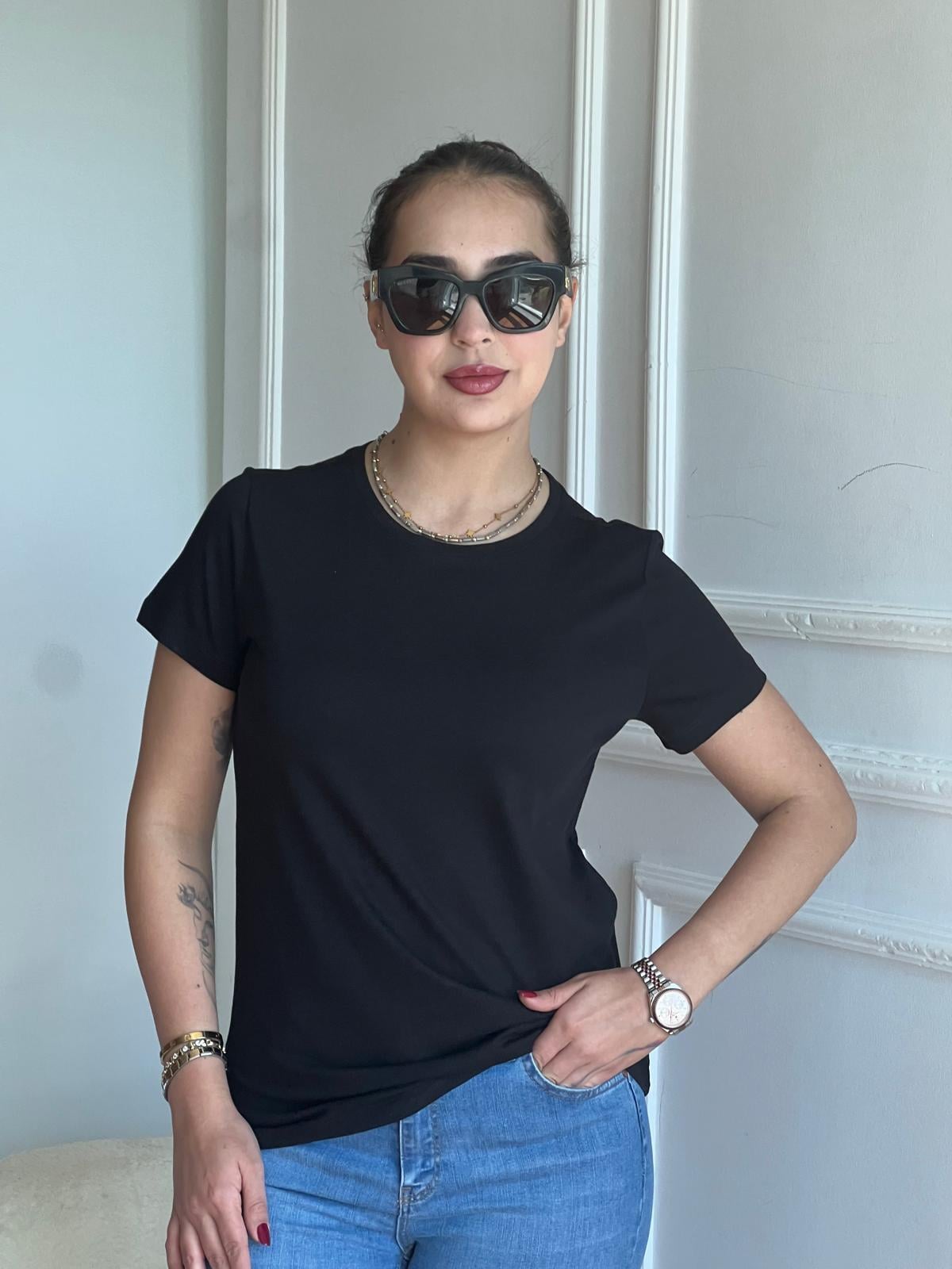 Bisiklet Yaka Tshirt 32852 Siyah