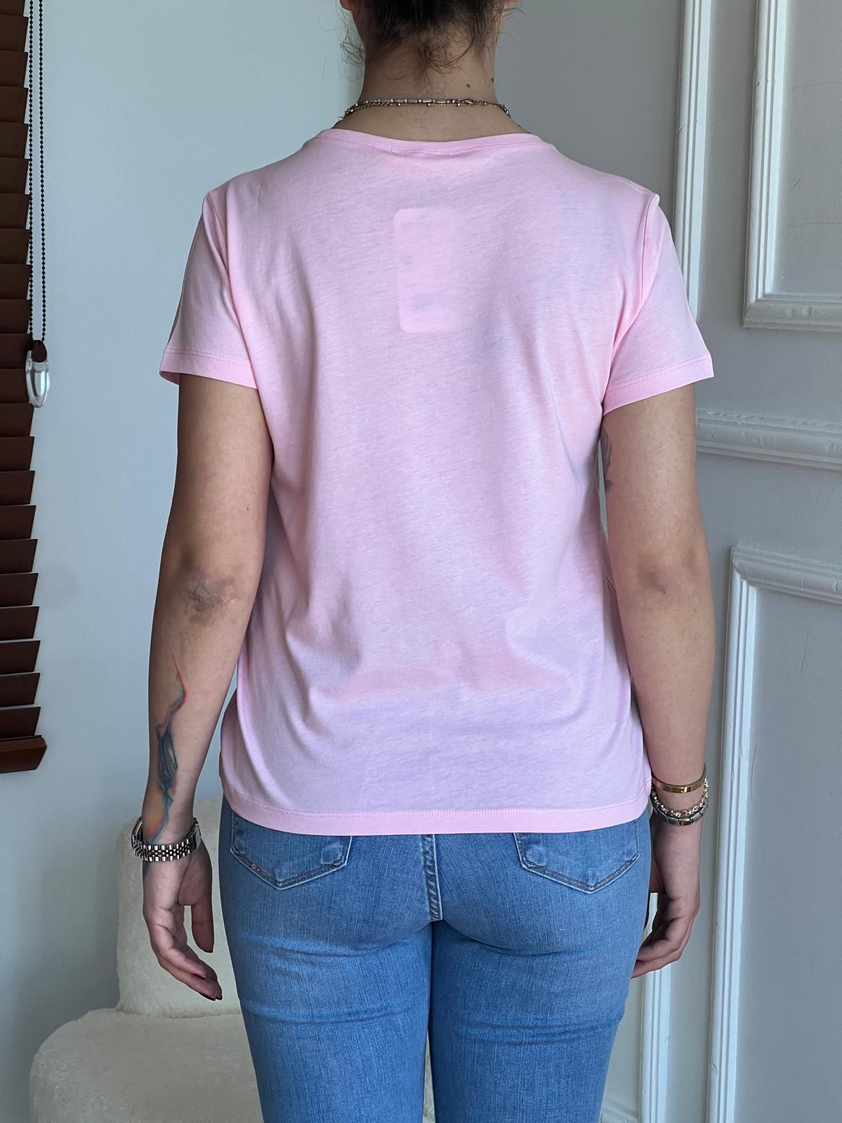 Bisiklet Yaka Tshirt 32852 Toz Pembe