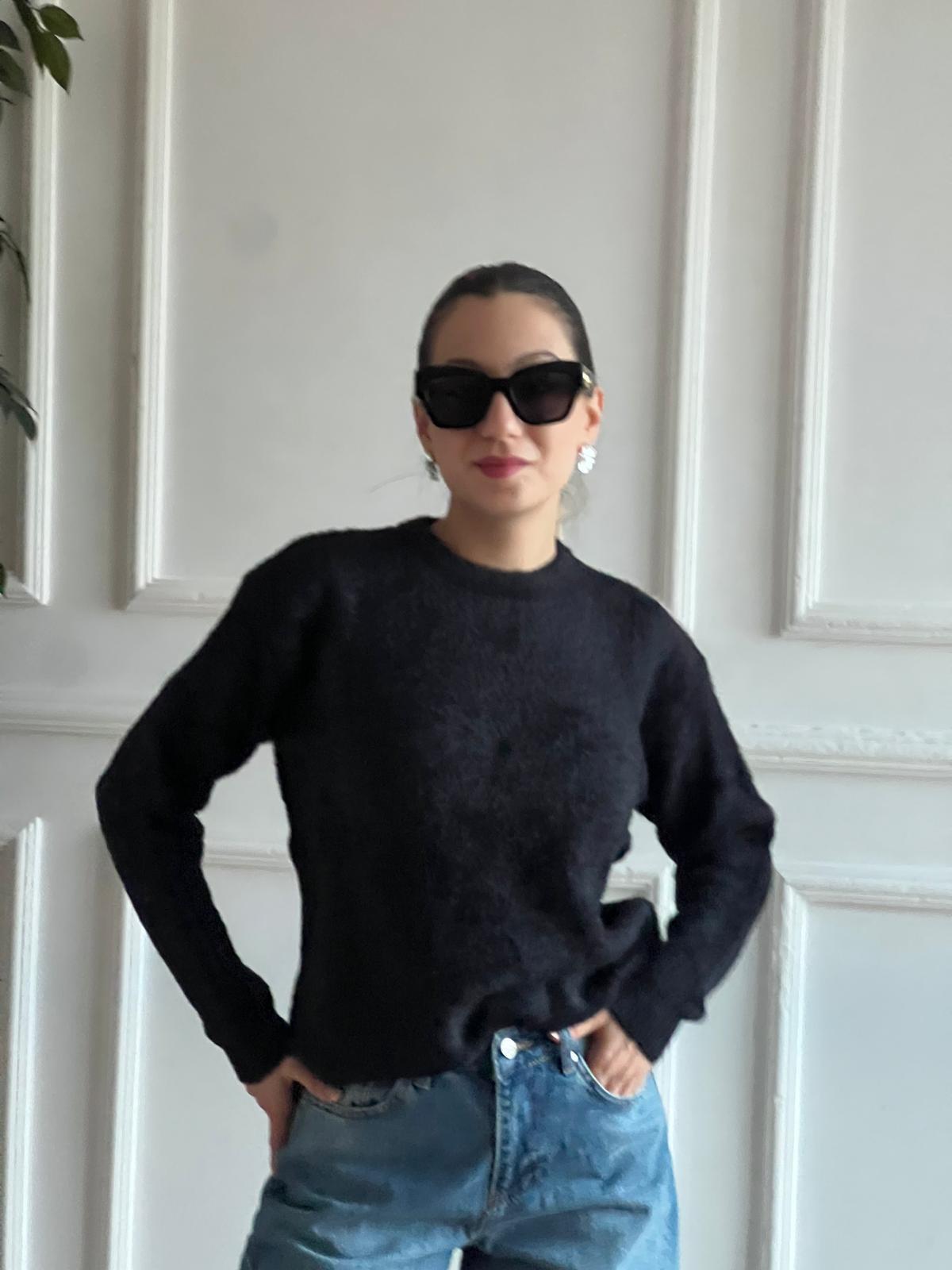 Bisiklet Yaka Yumoş Kazak 70120 Siyah