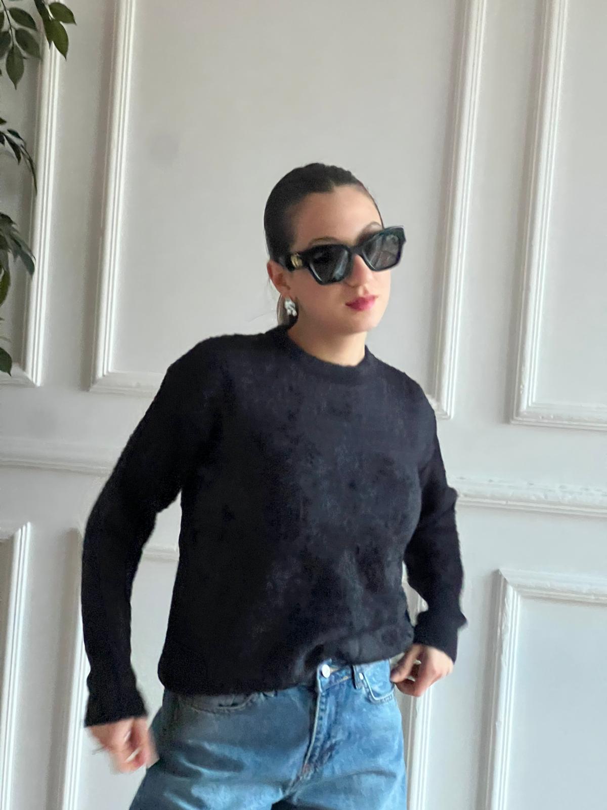 Bisiklet Yaka Yumoş Kazak 70120 Siyah