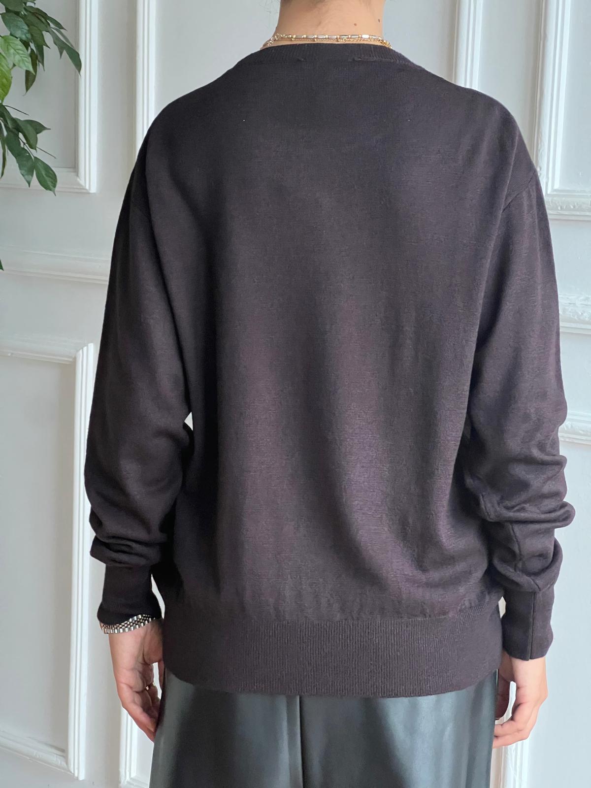 Bisiklet Yaka Yünlü Basic Triko Kazak 10633 Koyu Kahve