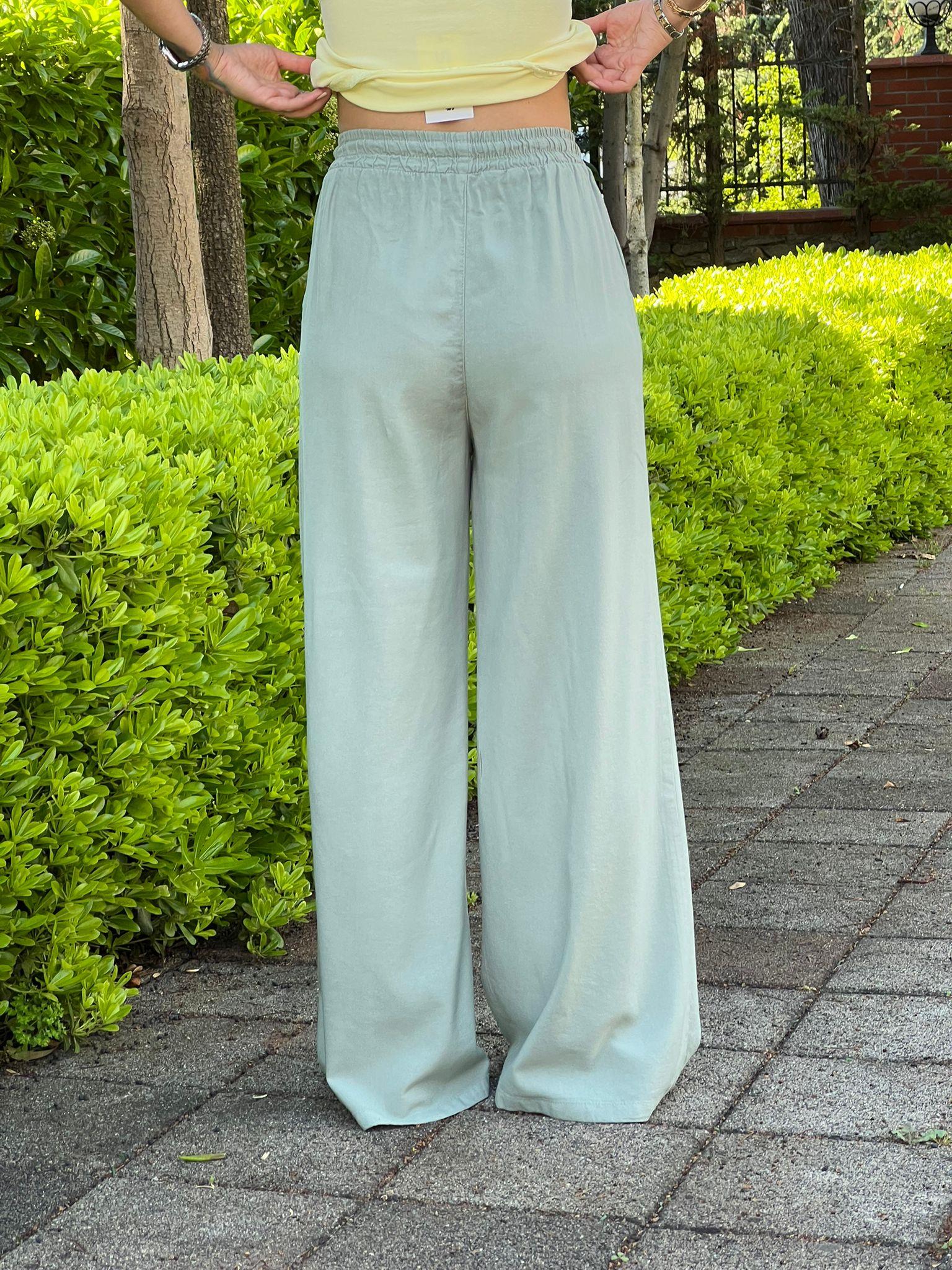 Bol Paça Gabardin Pantolon 5559 Açık Haki