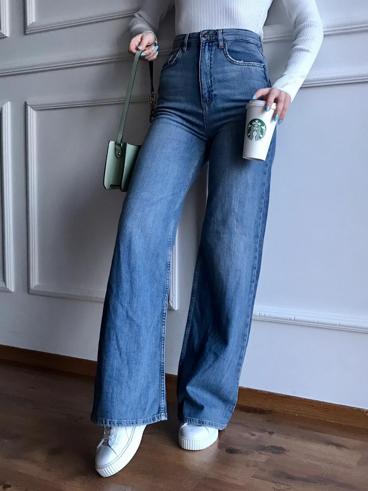 Bol Paça Kot Pantolon 8763 Mavi