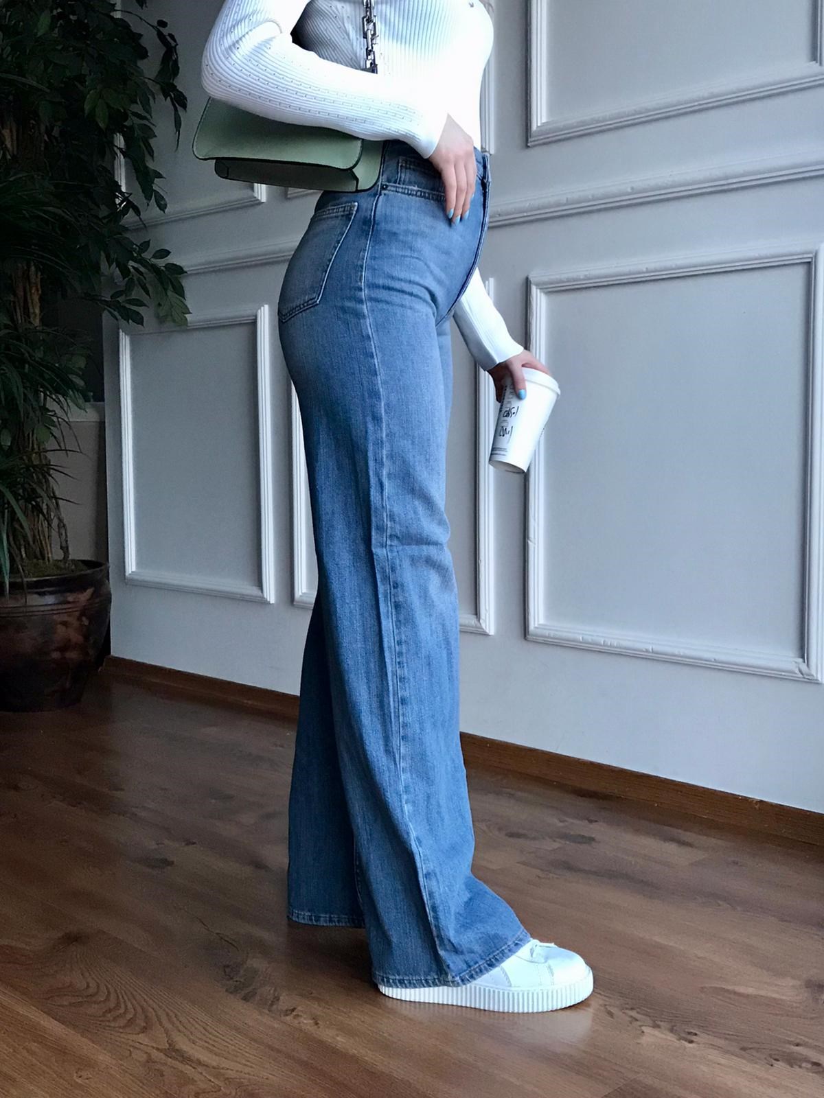 Bol Paça Kot Pantolon 8763 Mavi