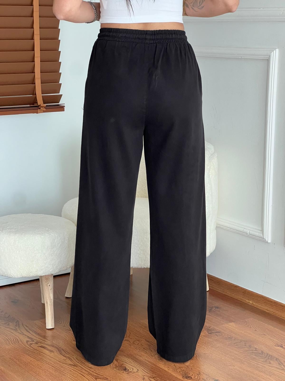 Bol Paça Tensel Pantolon 4707 Siyah