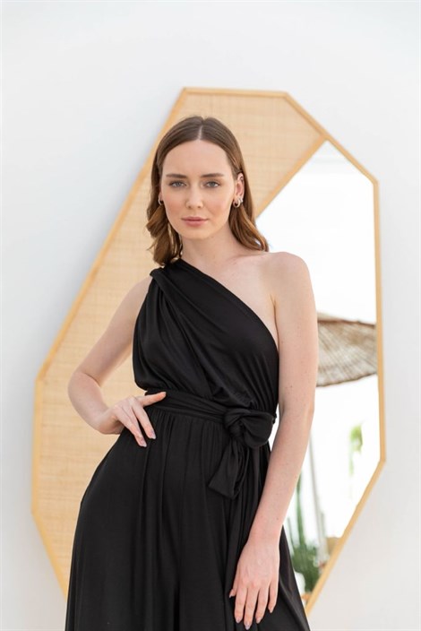 Boyundan Bağlamalı Tulum 7956 Siyah