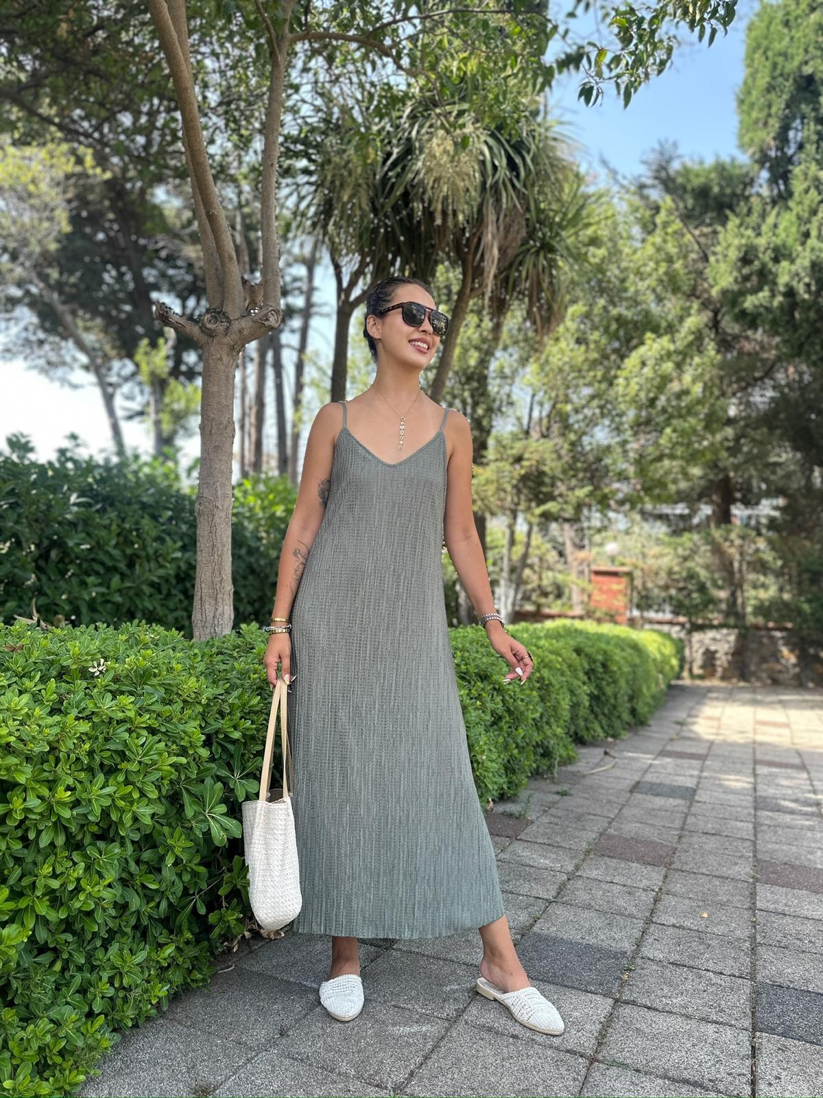 Bürümcük Askılı Elbise 30135 Haki