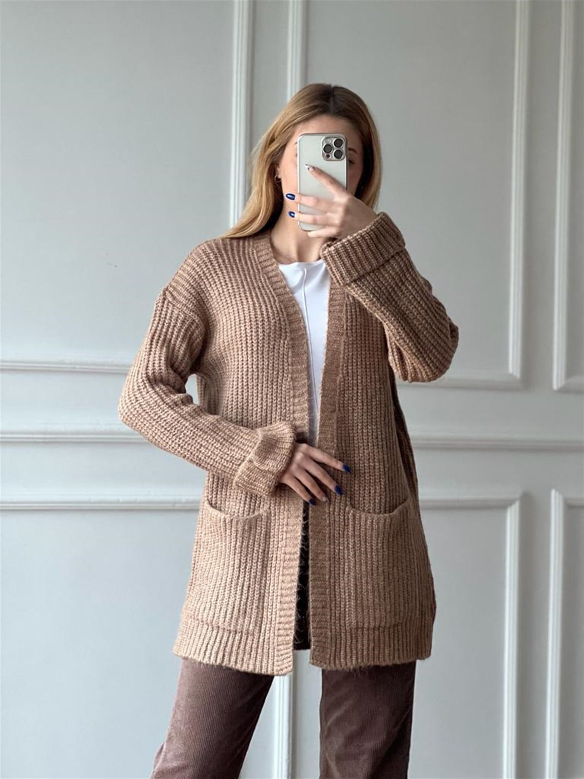 Cepli Yün Hırka 3227 Koyu Bej