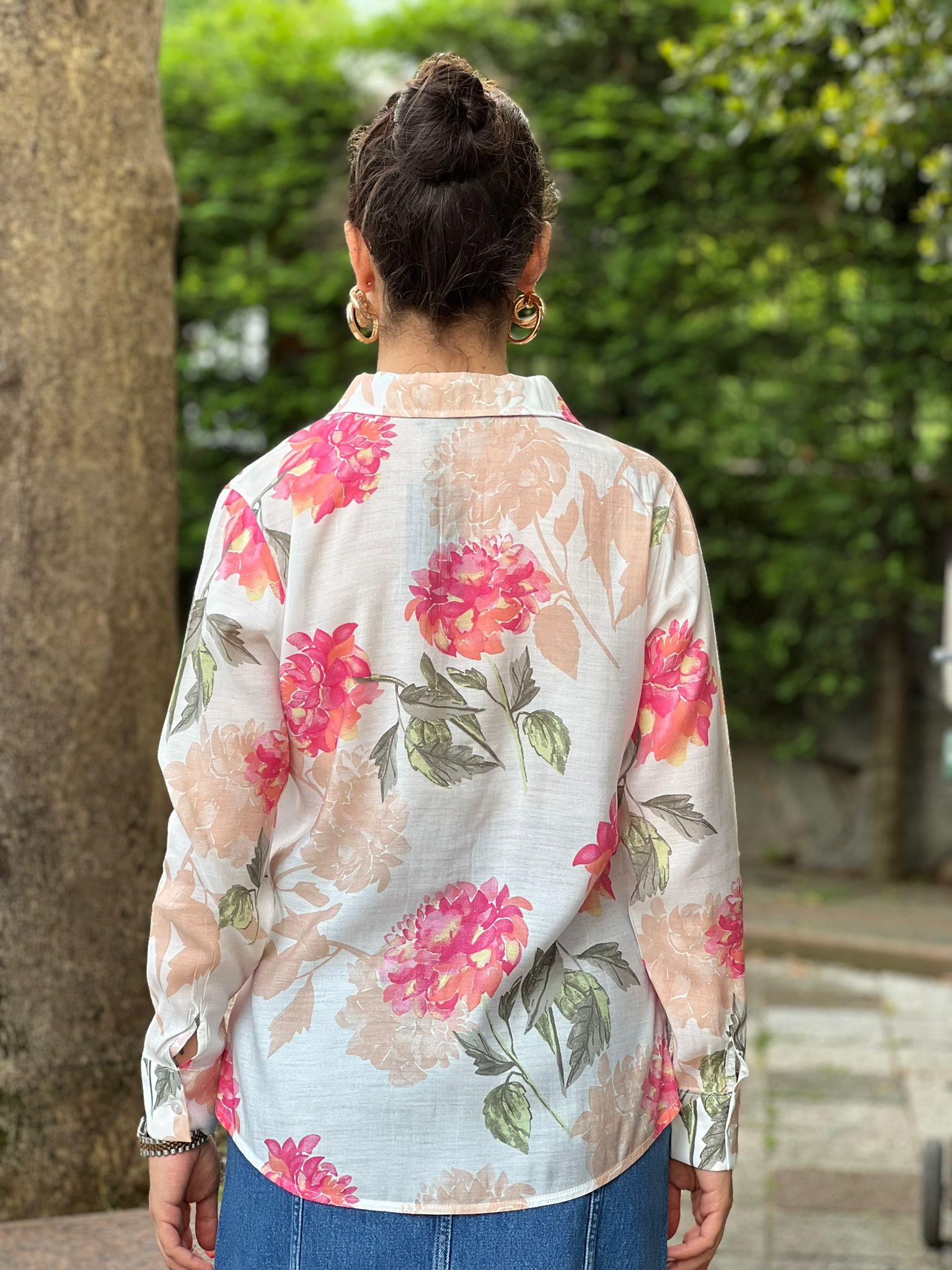 Çiçek Desenli Gömlek 30099 Pembe