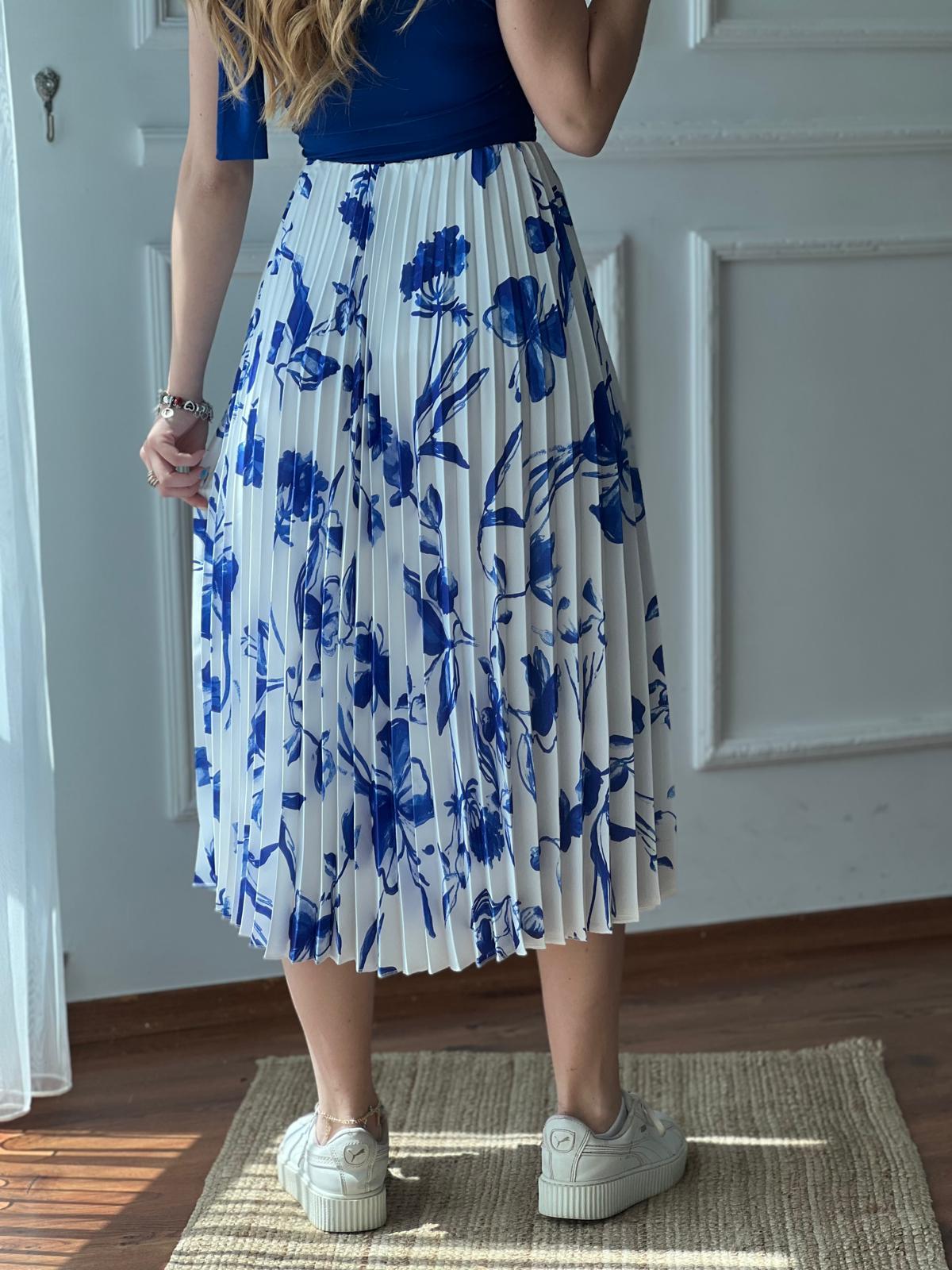 Çiçek Desenli Pileli Etek 2416193 Ekru