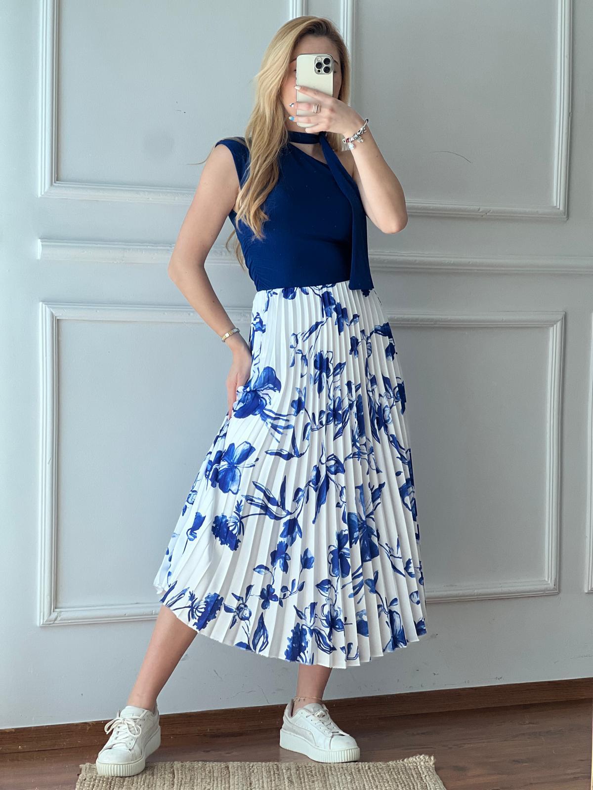 Çiçek Desenli Pileli Etek 2416193 Ekru